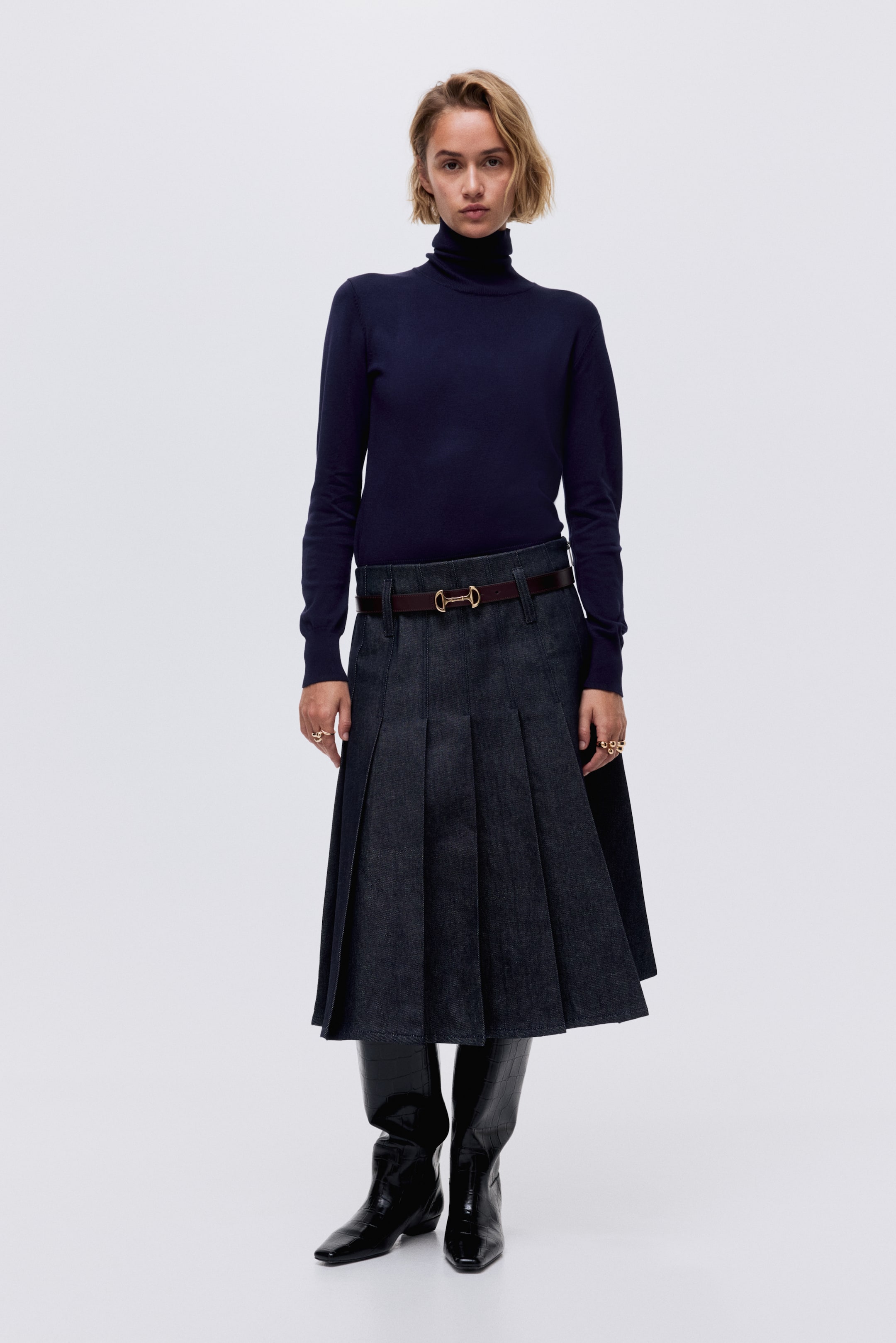 View larger image: Polo-neck jumper - Navy blue - Ladies | H&M HK 3