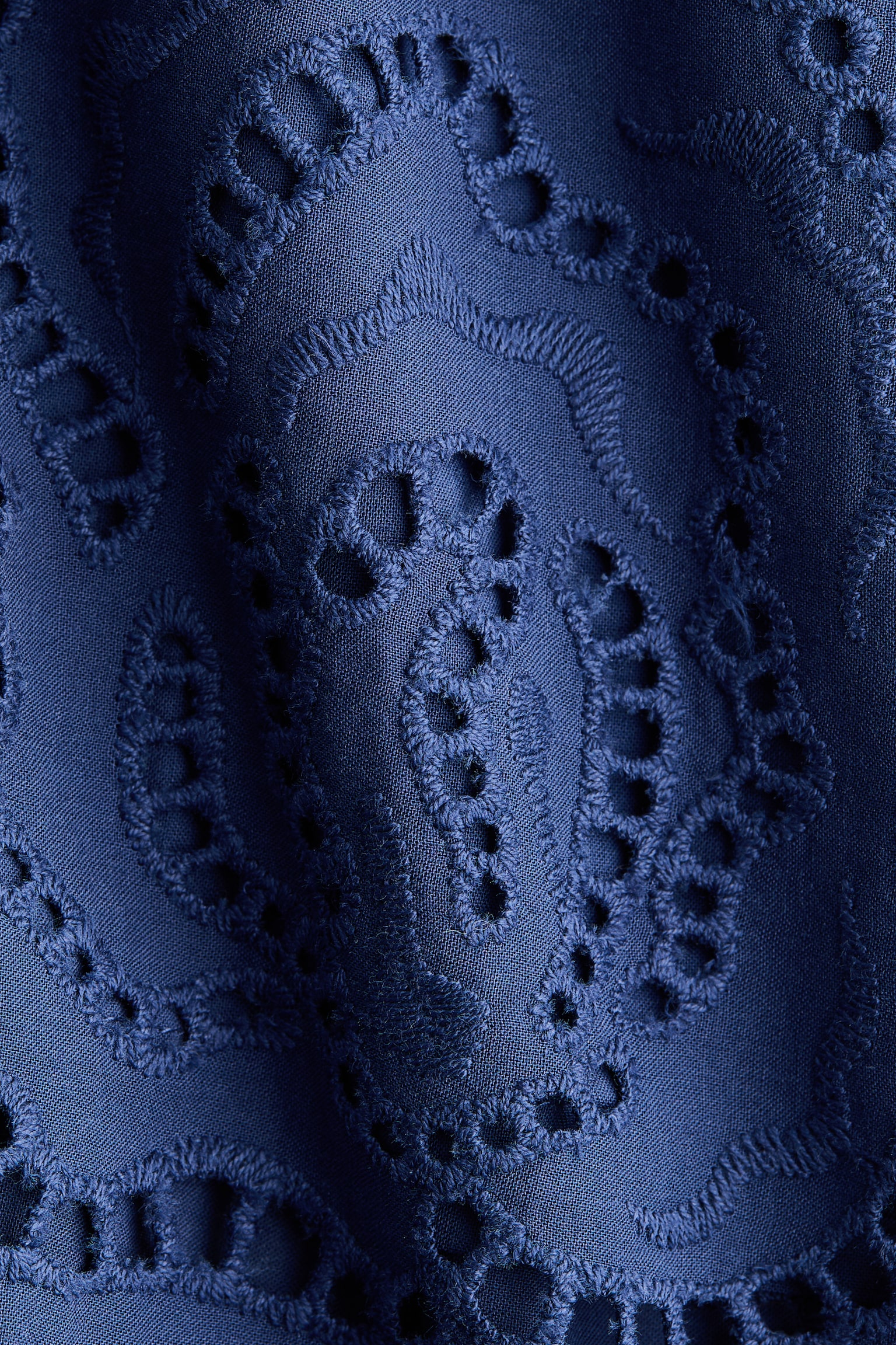 חצאית כותנה עם תחרה שוויצרית - כחול נייבי - 4