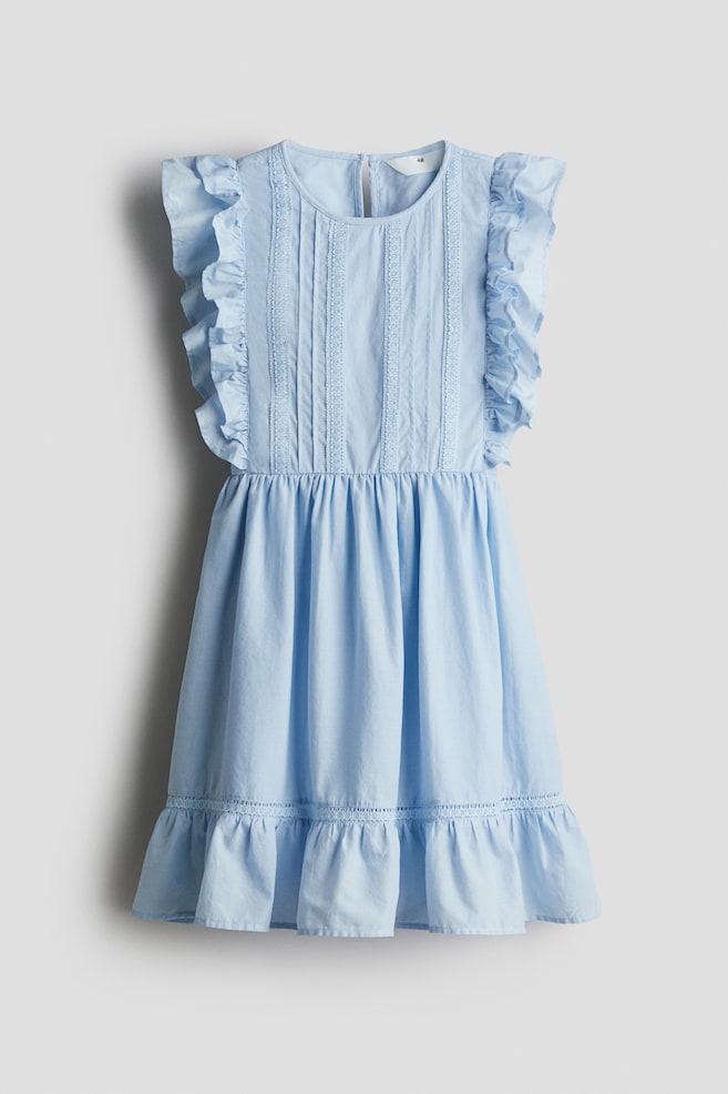 Robe volantée en coton - Bleu denim clair - 1