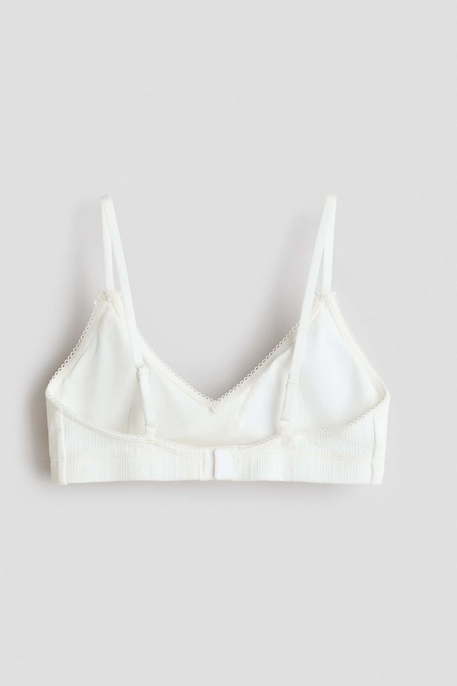 Padded cotton pointelle crop top - White/Light pink - 3