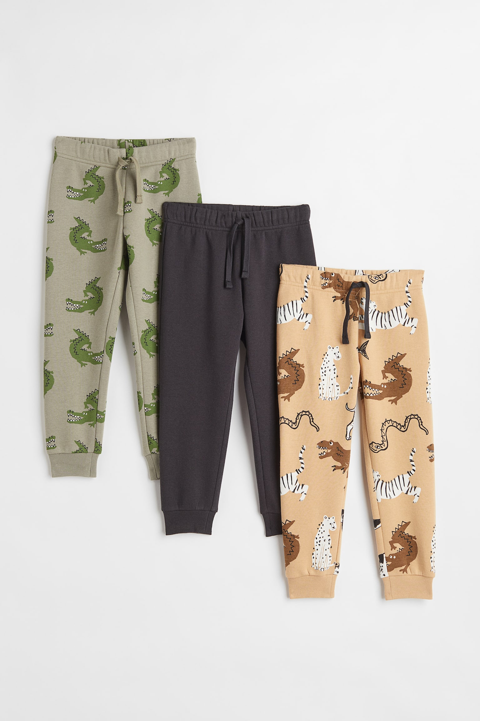 3-pack joggers - Beige/Dinosaurs