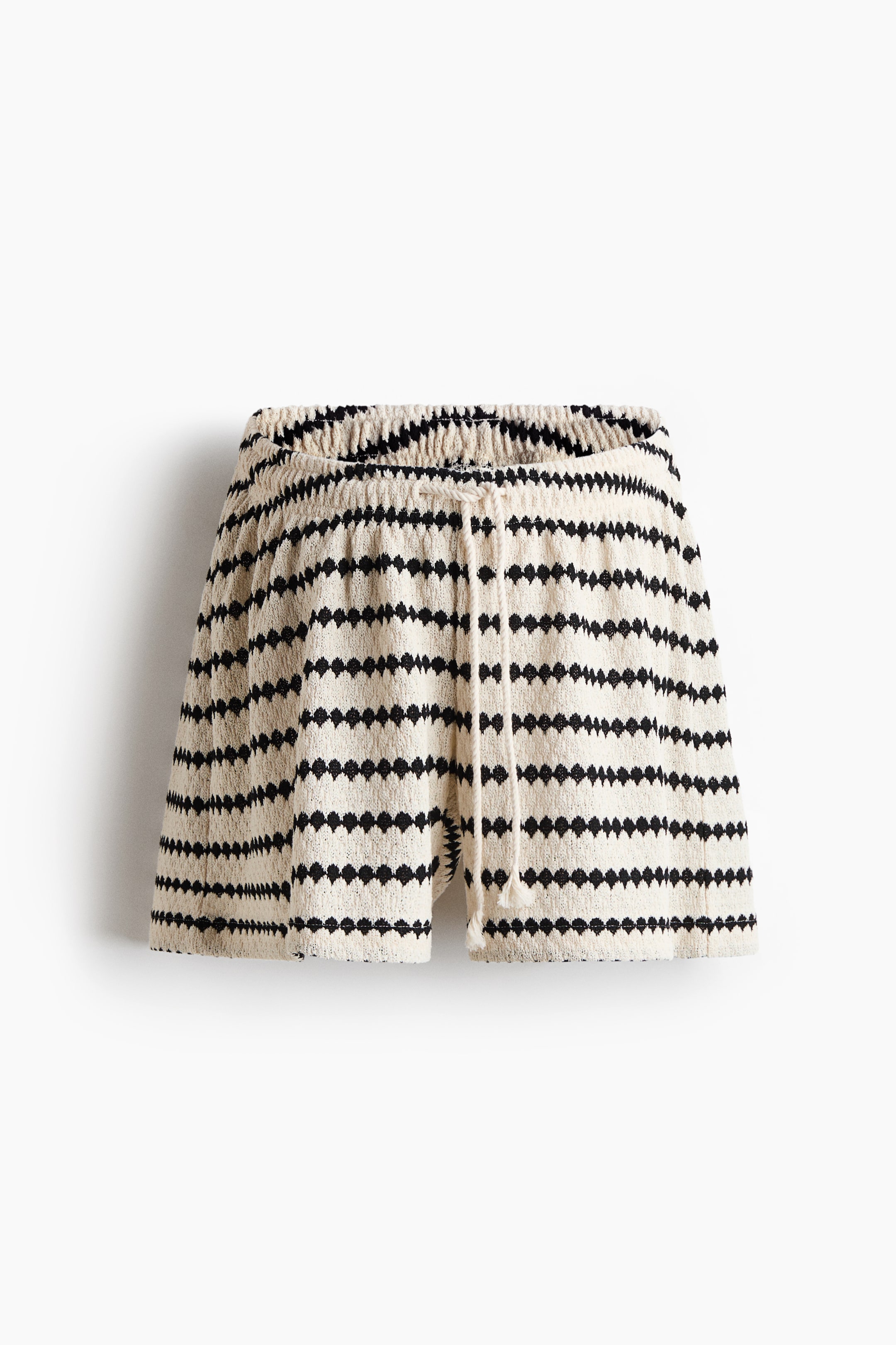 Größeres Bild ansehen: MAMA Shorts in Pointellestrick mit Kordelzug - Schwarz/Gestreift - Ladies | H&M DE 1