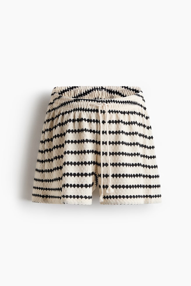 MAMA Shorts in maglia traforata con coulisse - Nero/righe/Marrone/Beige chiaro - 1