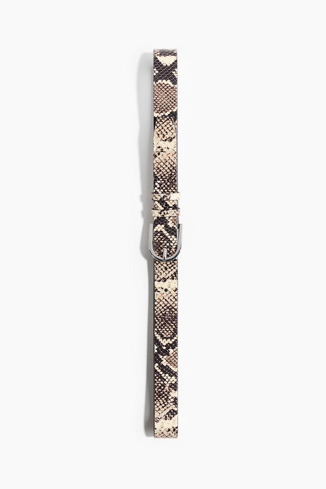 Suede belt - Beige/Snakeskin pattern/Beige/Brown - 1
