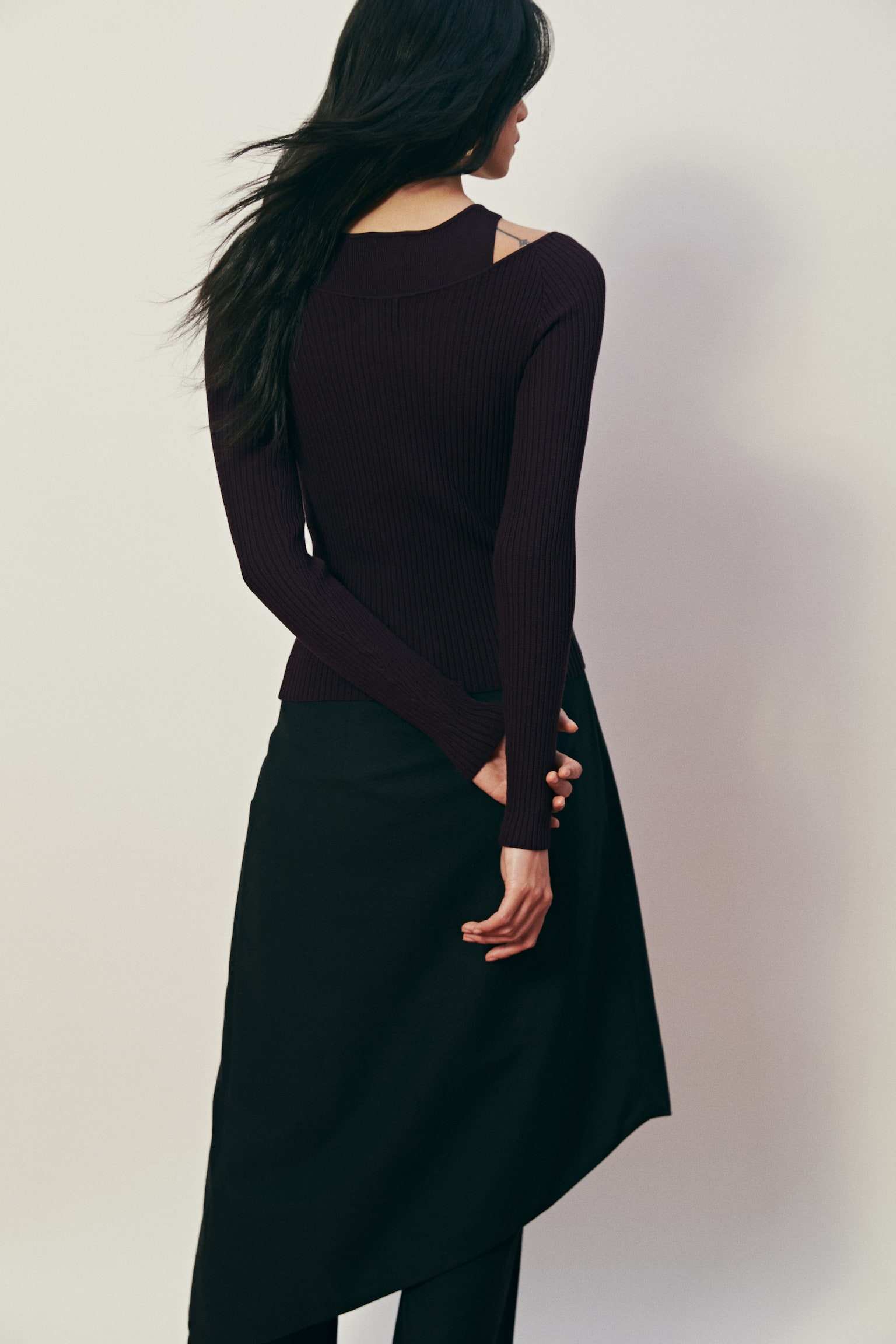 リブニットトップス - ダークプラムパープル - 3