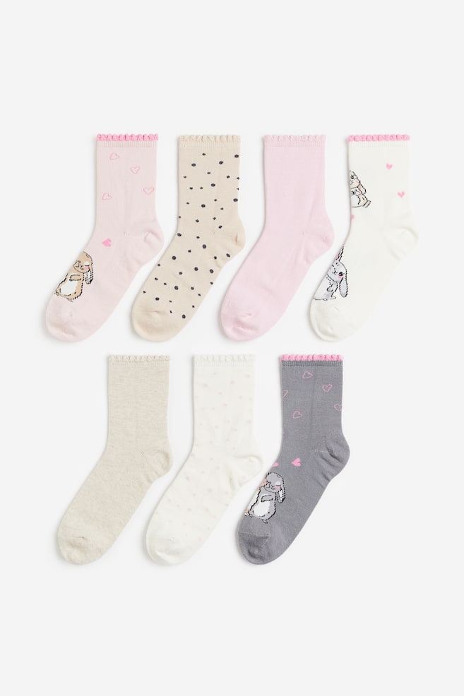 7-pack socks - Light pink/Bunnies/Light pink/Unicorns/Light pink/Butterflies/Old rose/Weekdays/dc - 1