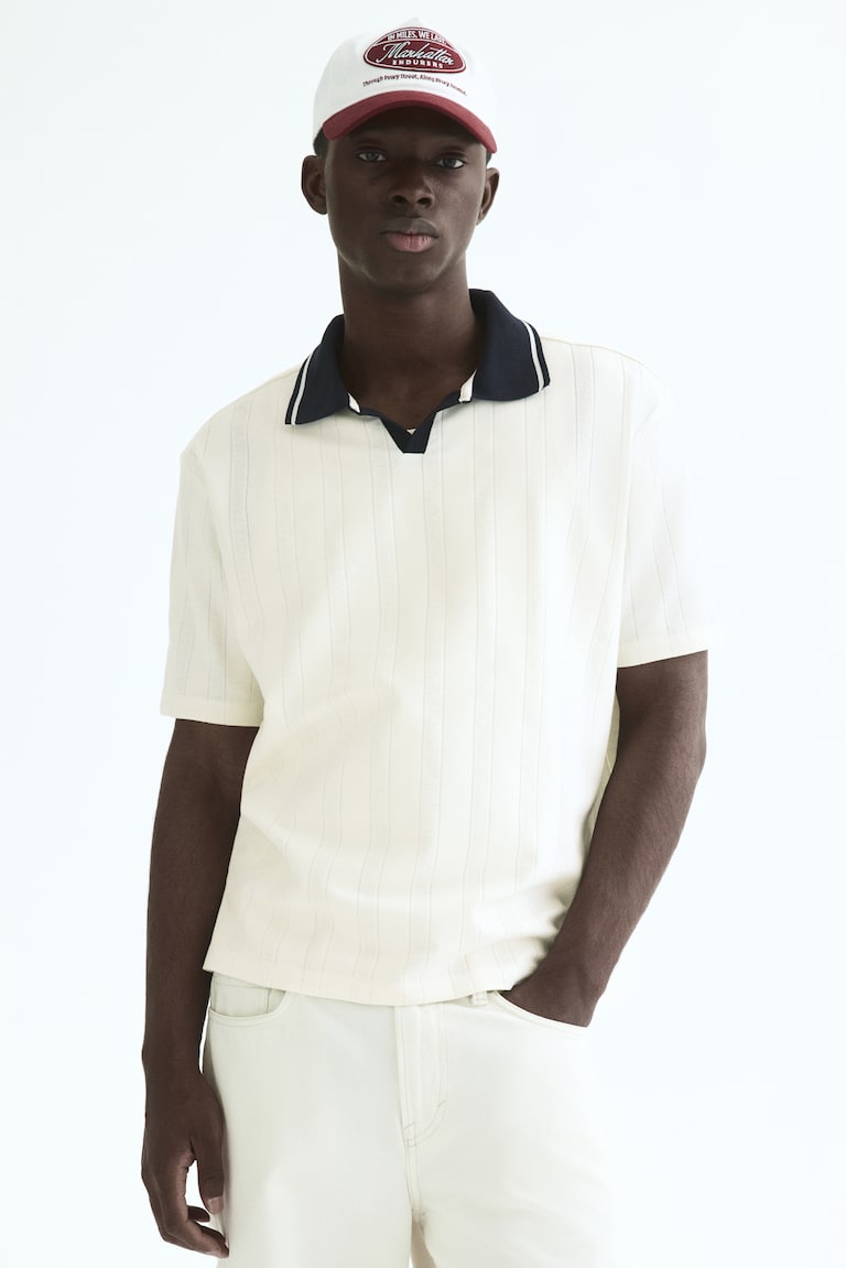 Polo majica od reljefnog pletiva Relaxed Fit