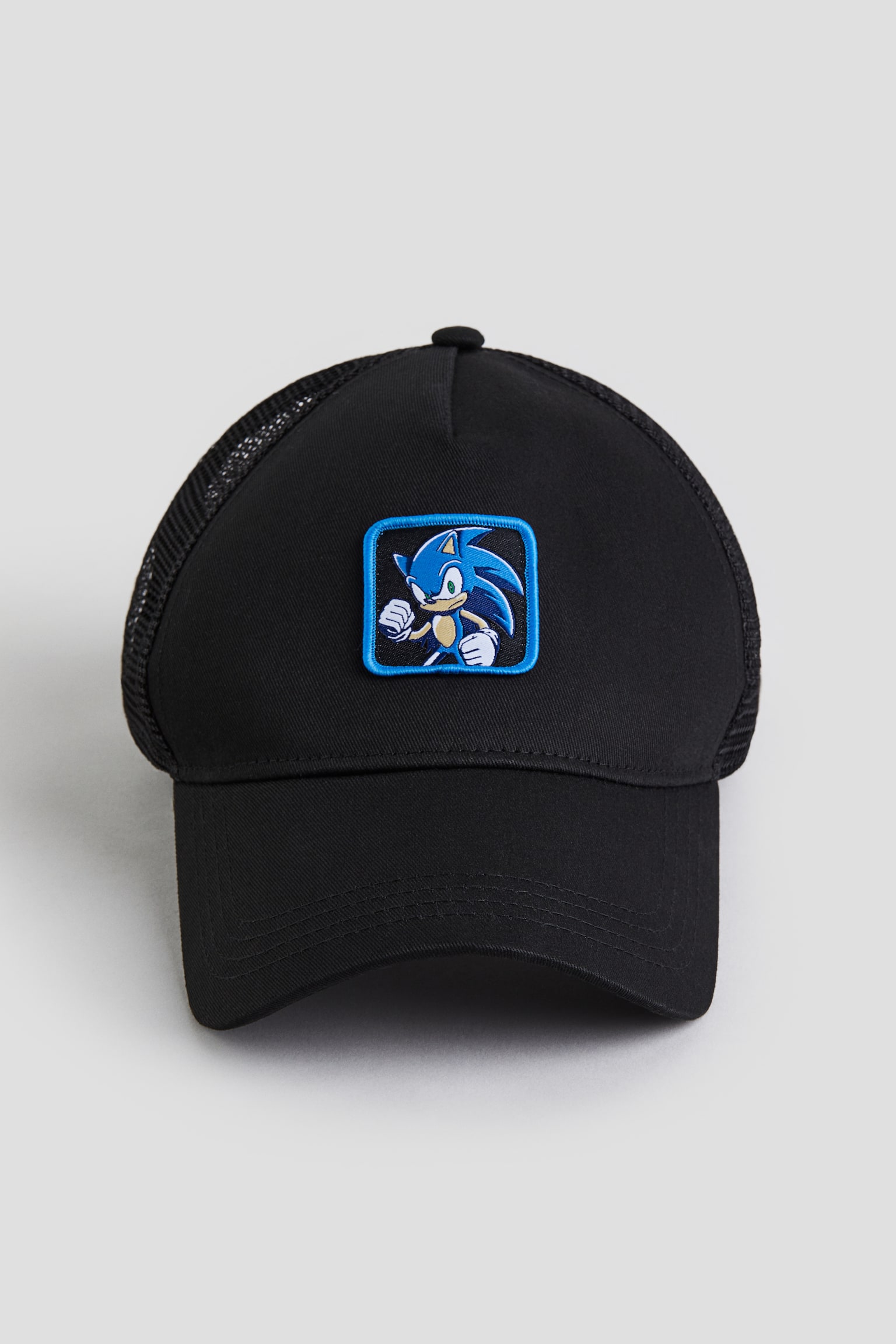 Motif-detail trucker cap - Black/Sonic the Hedgehog - 1