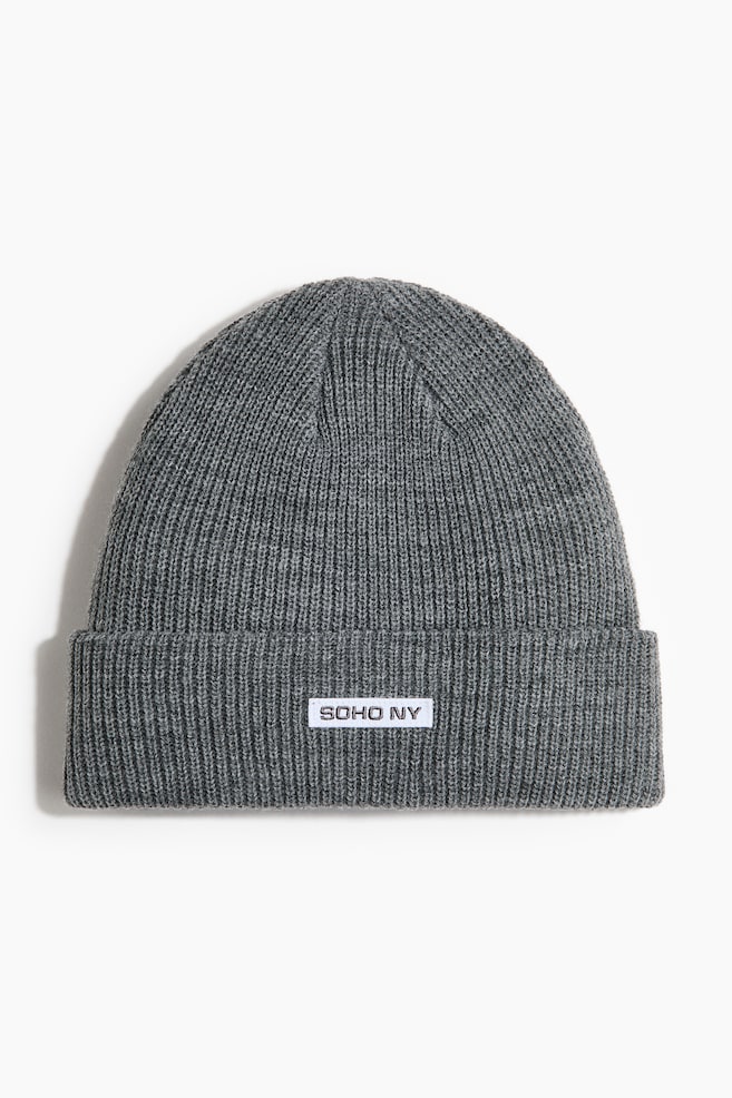 Rib-knit beanie - Grey/Blue - 1