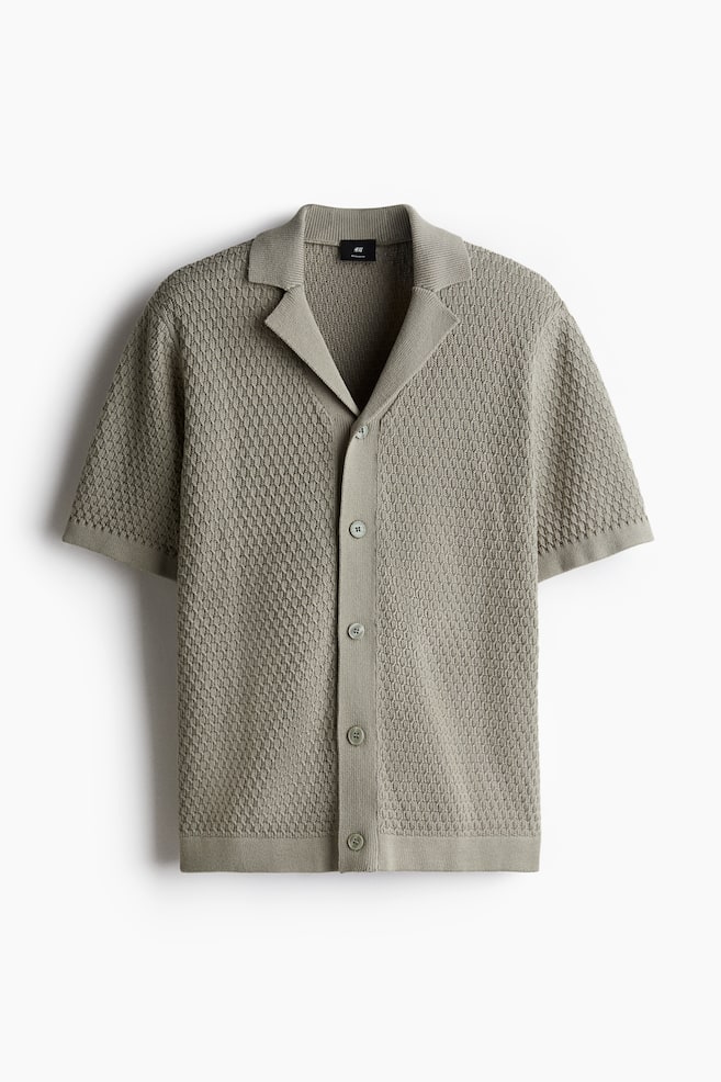 Regular Fit Textured-knit resort shirt - Khaki green - 1