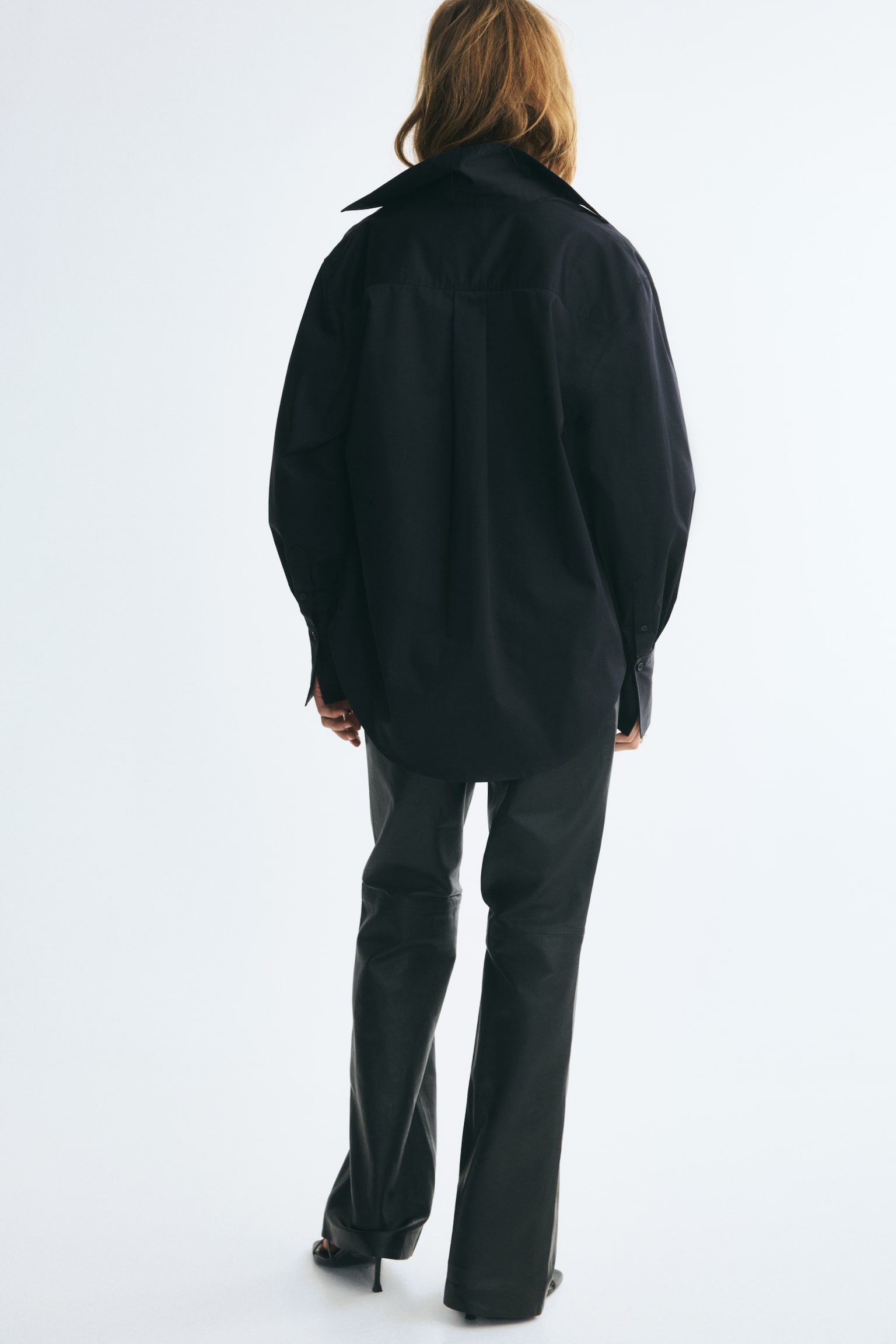 Женская рубашка H&M Balloon-Sleeved Poplin, цвет: Чёрный — фото 5