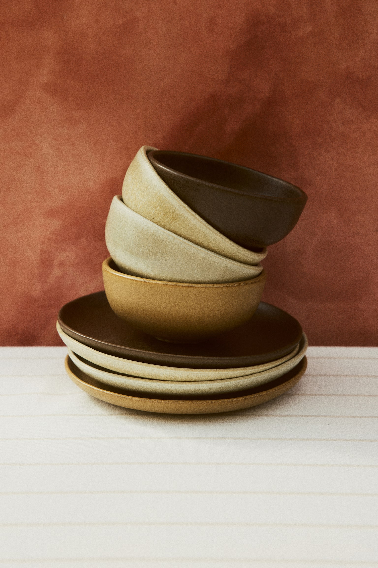 4-pack stoneware bowls - Dark brown/Beige/Light grey/Beige - 1