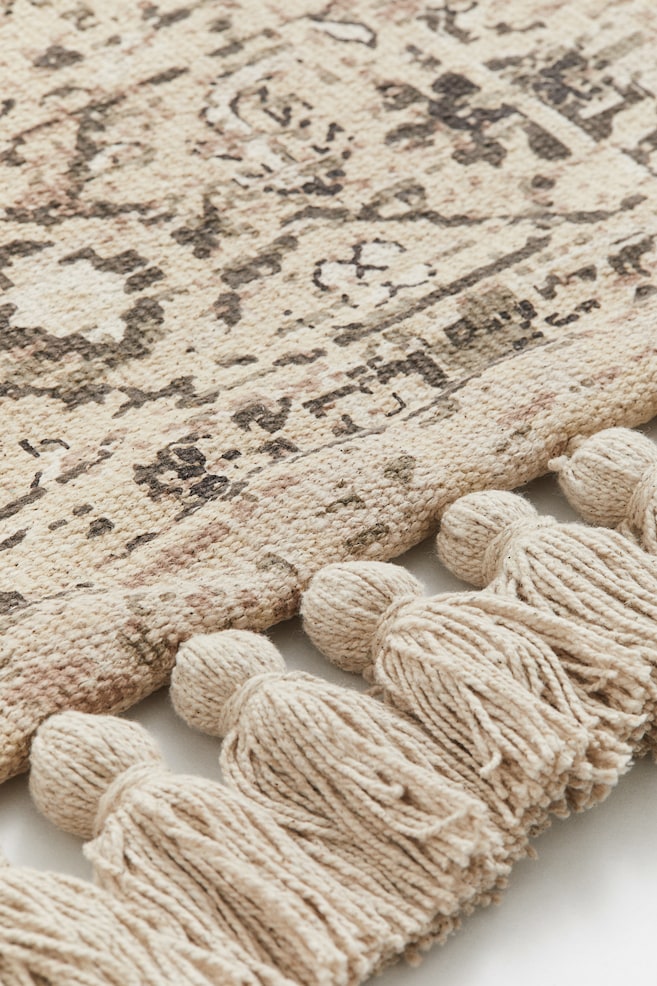 Fringed patterned rug - Beige/Patterned - 2