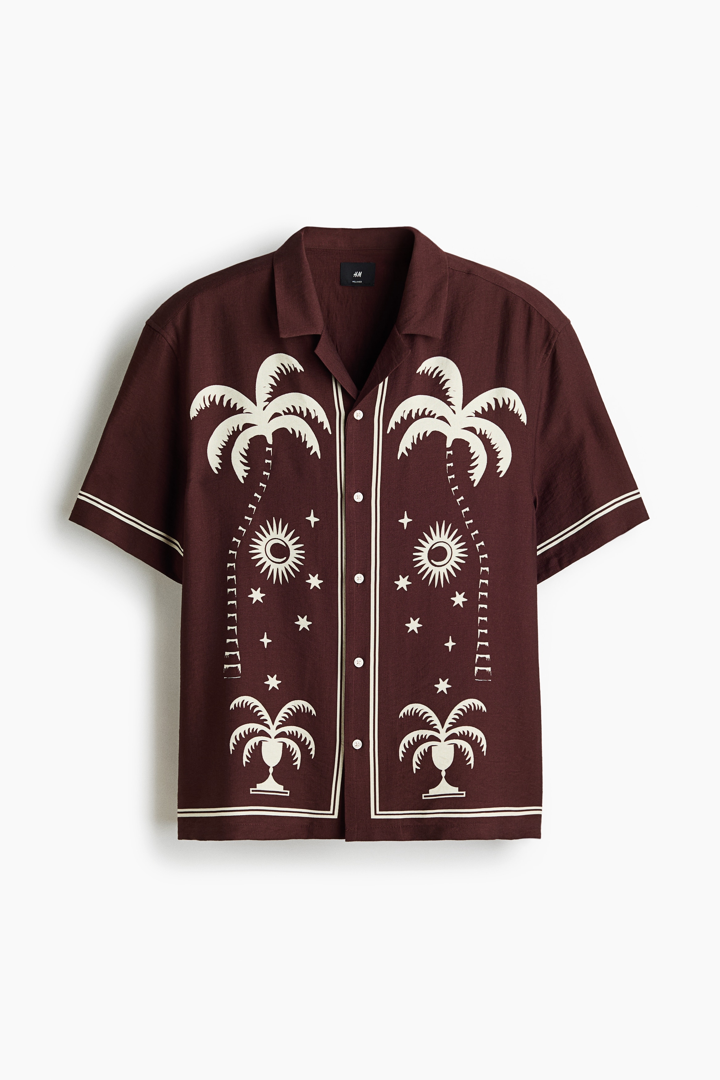 リラックスフィット プリントリゾートシャツ - ブラウン/ライトベージュ／パターン/ブラック／パターン