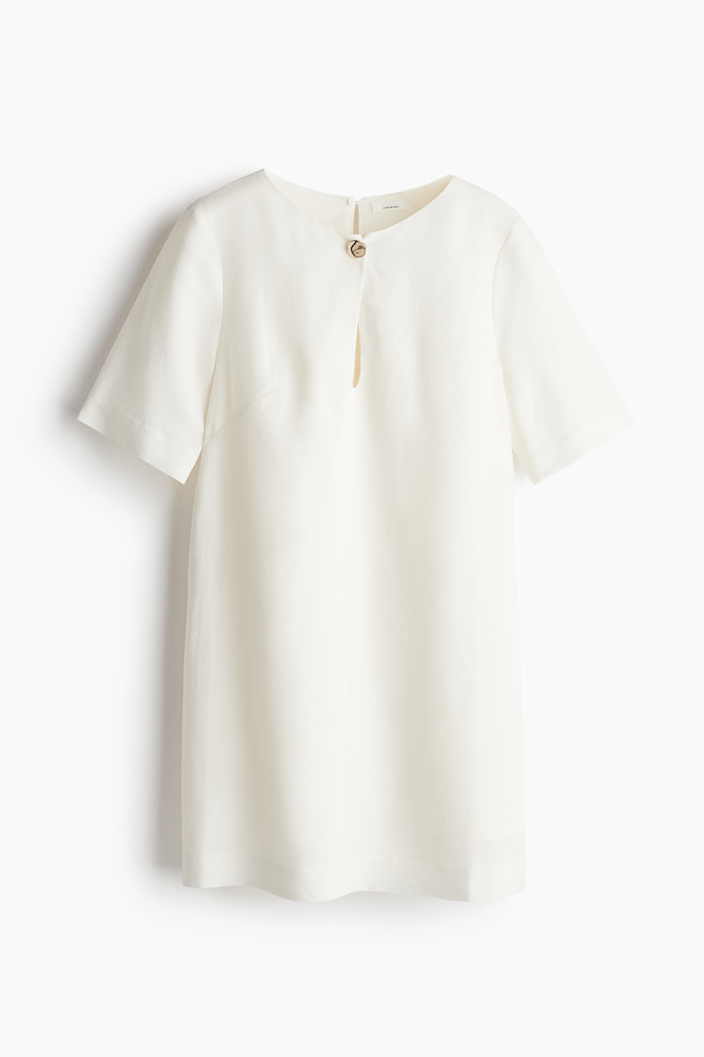 Linen-Blend Dress - White/Black