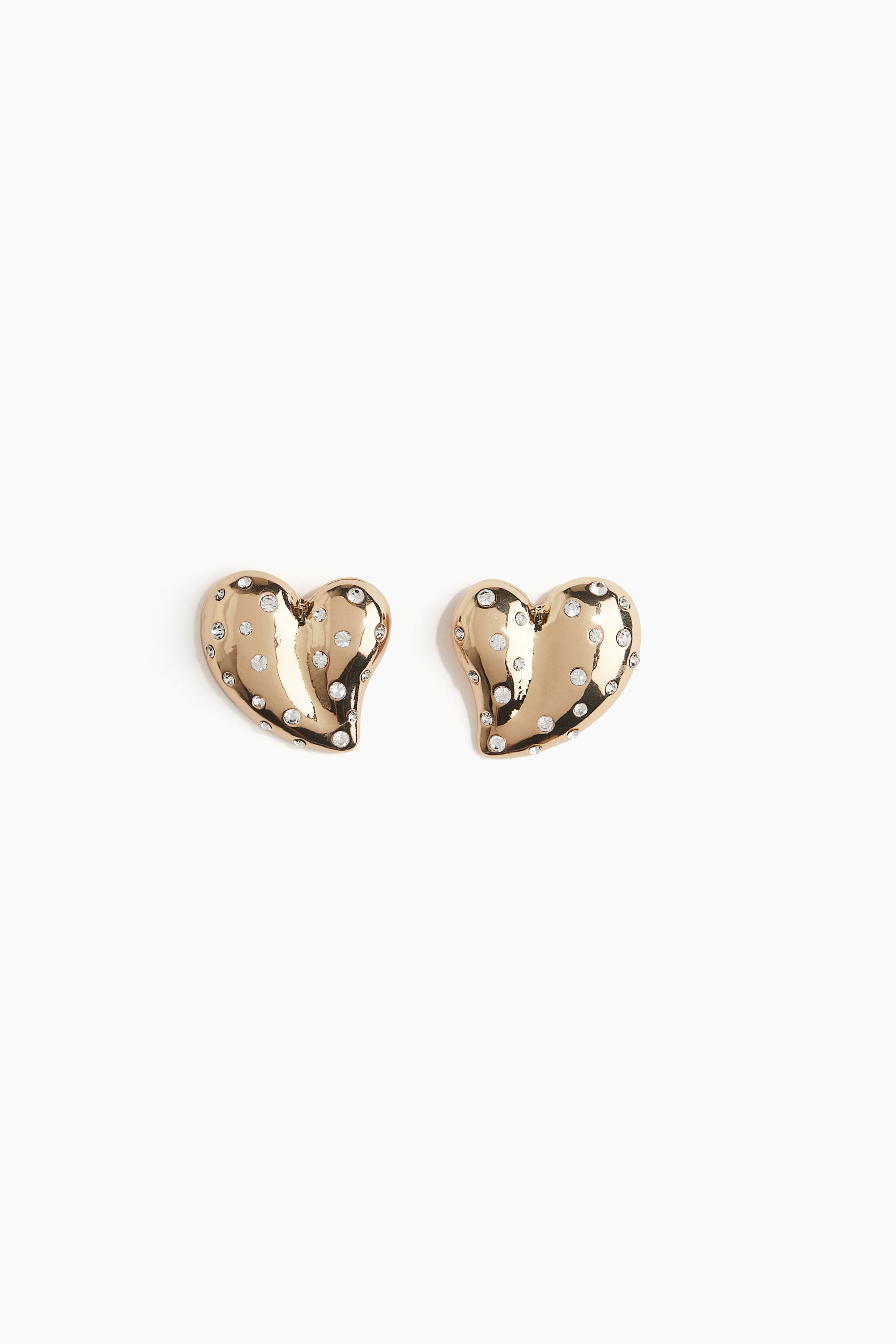 Rhinestone-Embellished Heart-Shaped Earrings