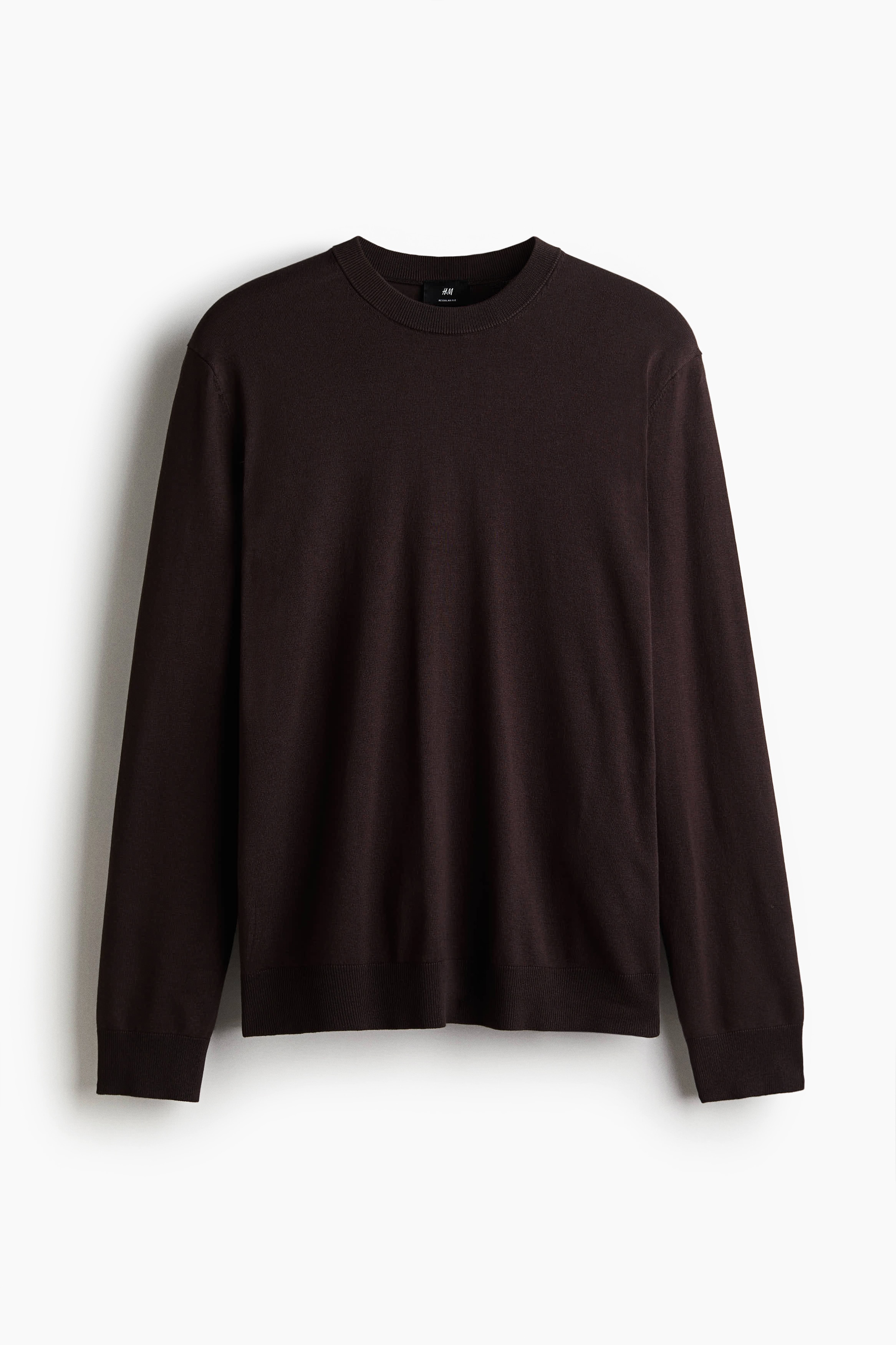 Regular-Fit Fine-Knit Sweater - Dark brown/Gray melange/Black