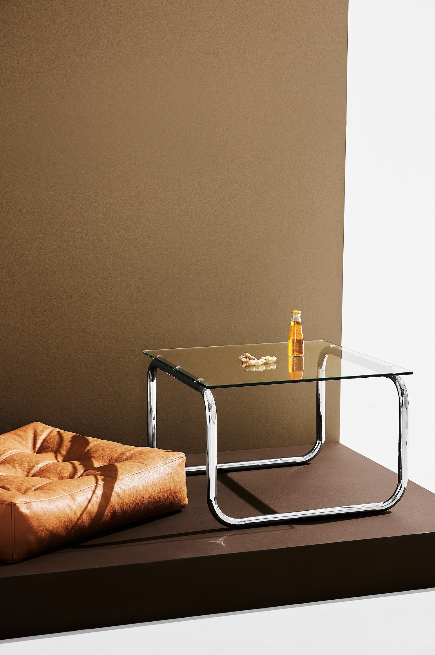 Lulu Sofabord I Glas Og Krom - Transparent/Brunt Glas