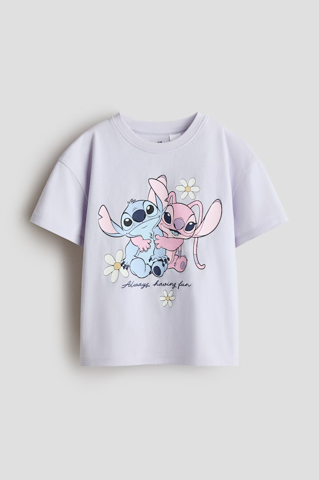 Print-motif cotton T-shirt - Light purple/Lilo & Stitch/Light blue/Frozen - 1