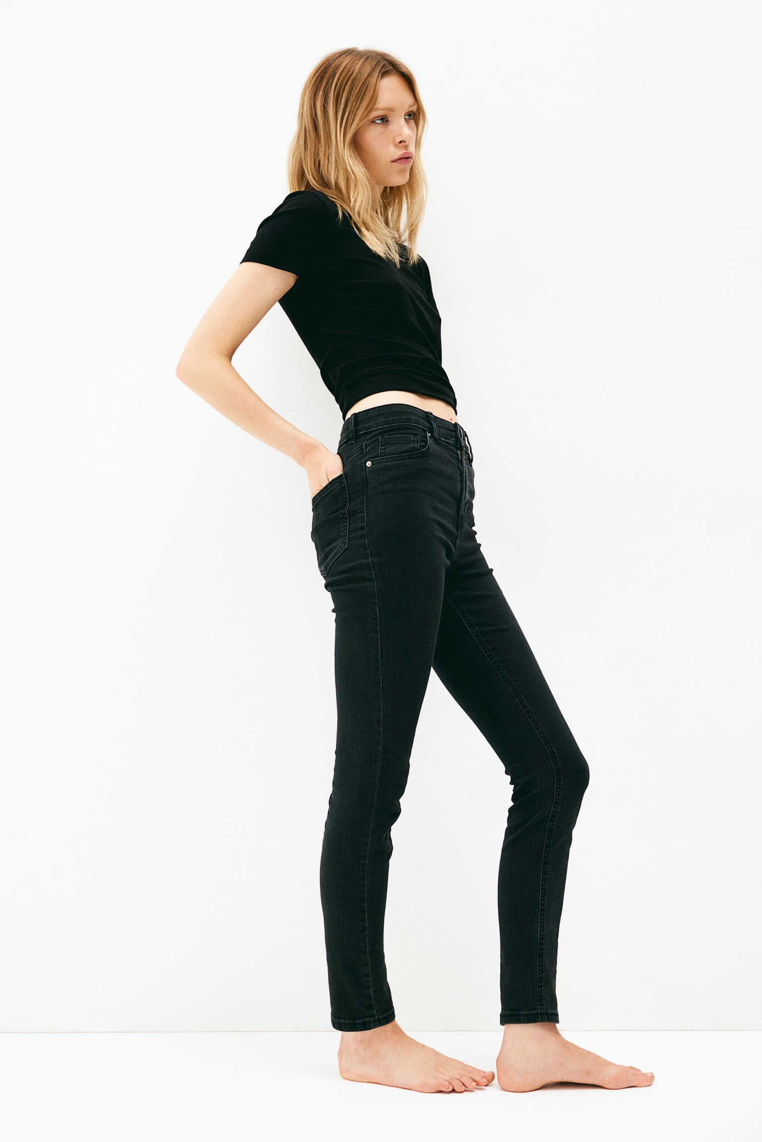 Skinny Regular Jeans - Black/Grey - 4