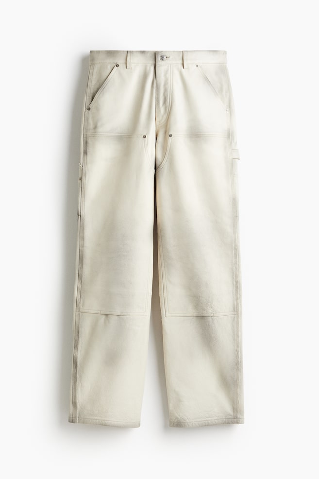 Leather workwear trousers - White - 1