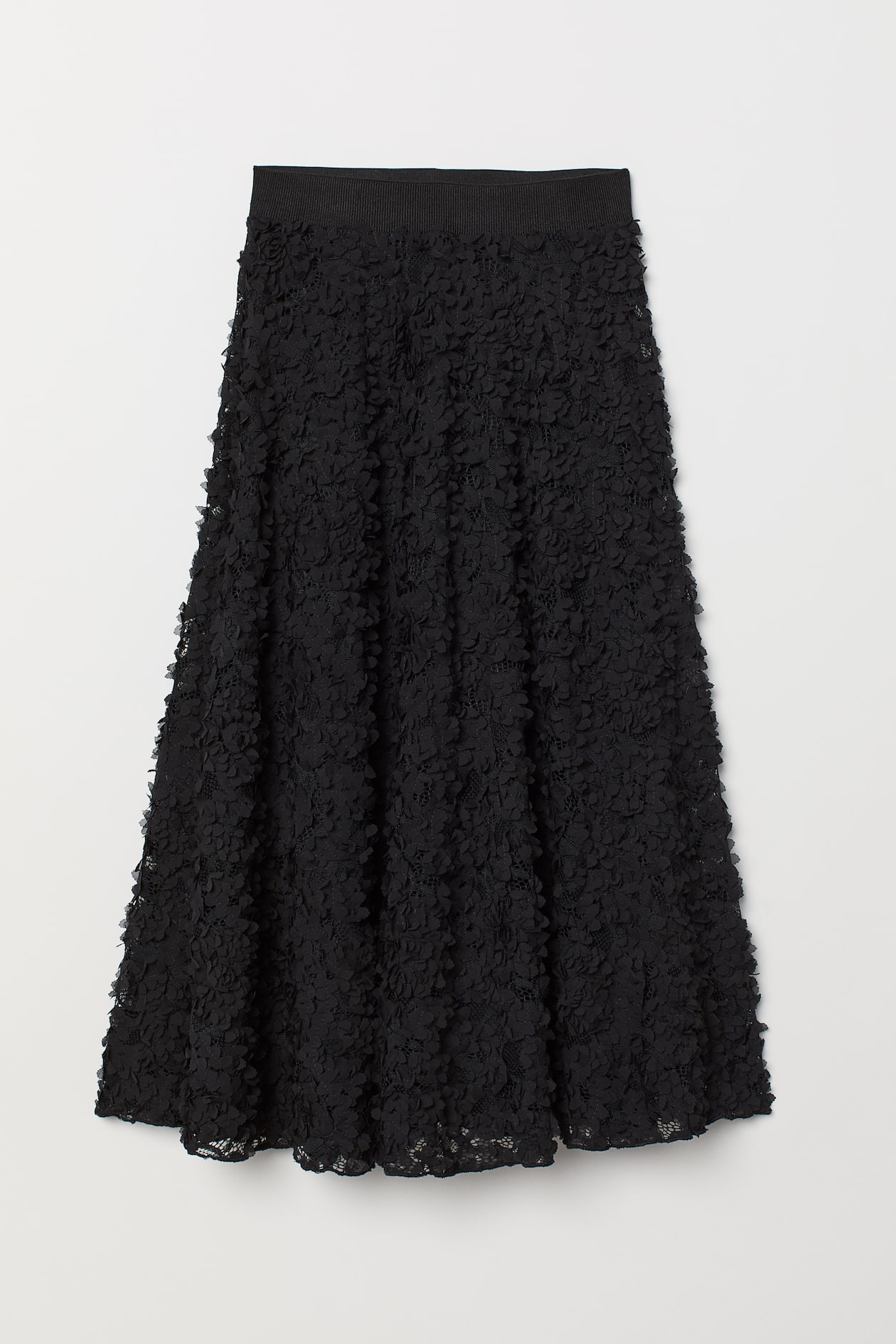 Skirt with appliqués - Midi - Black - Ladies | H&M GB