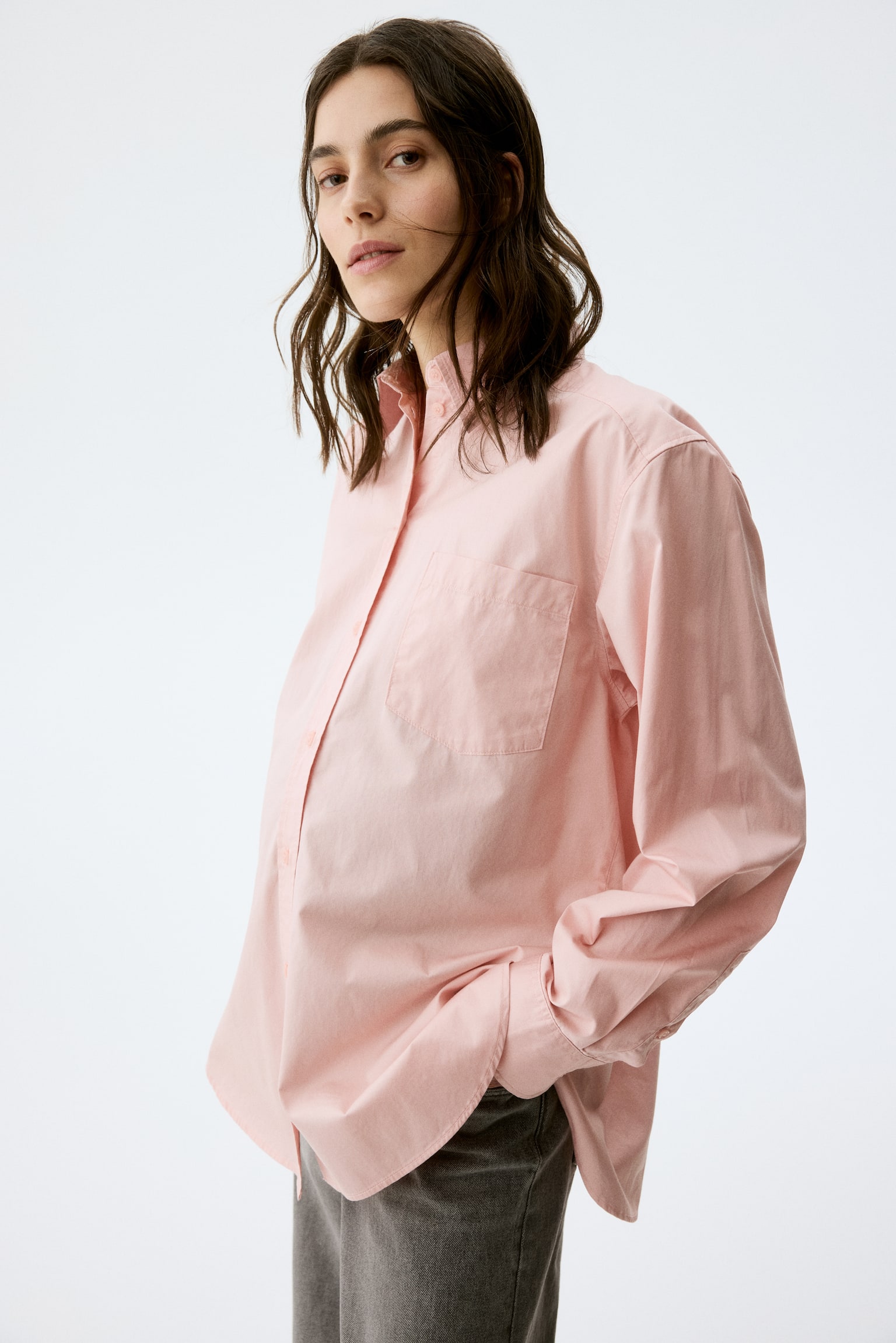 MAMA Cotton poplin shirt - Dusty pink/Pale yellow/Striped - 6