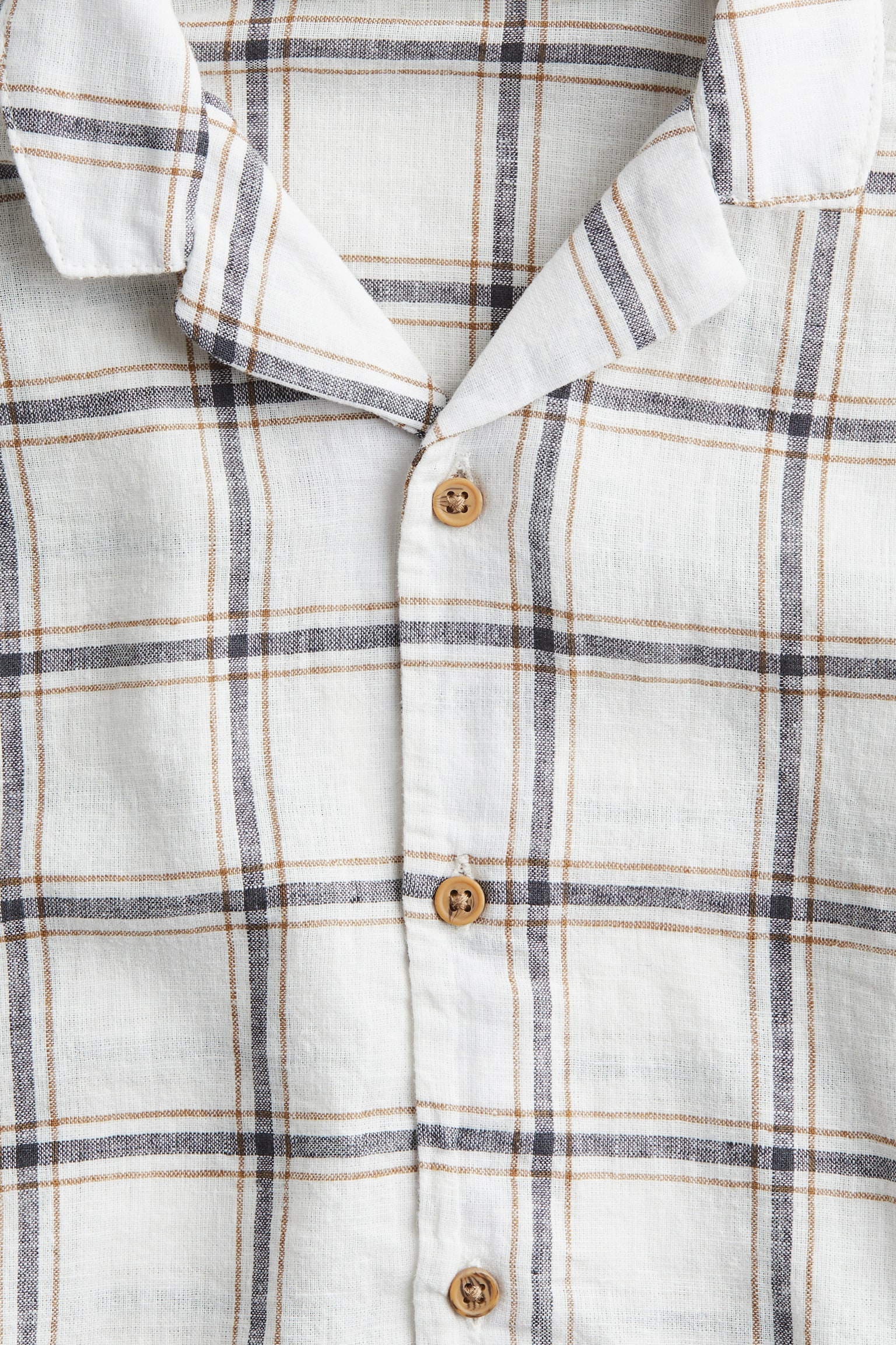 Cotton resort shirt - White/Checked/Beige/Khaki green - 2