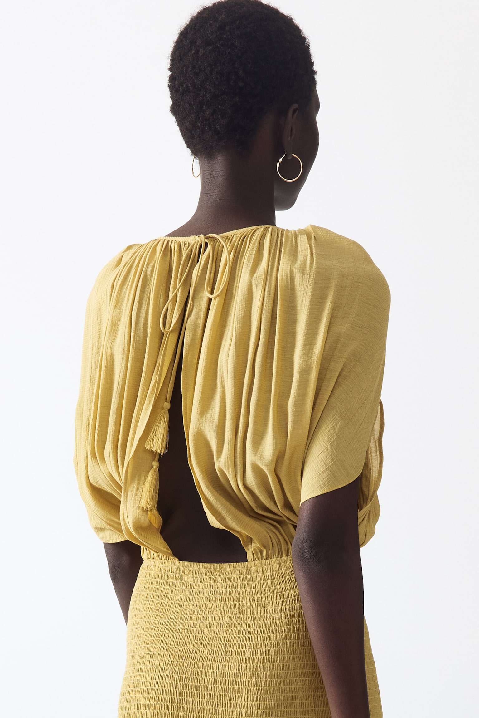 Smocked cape-detail dress - 3