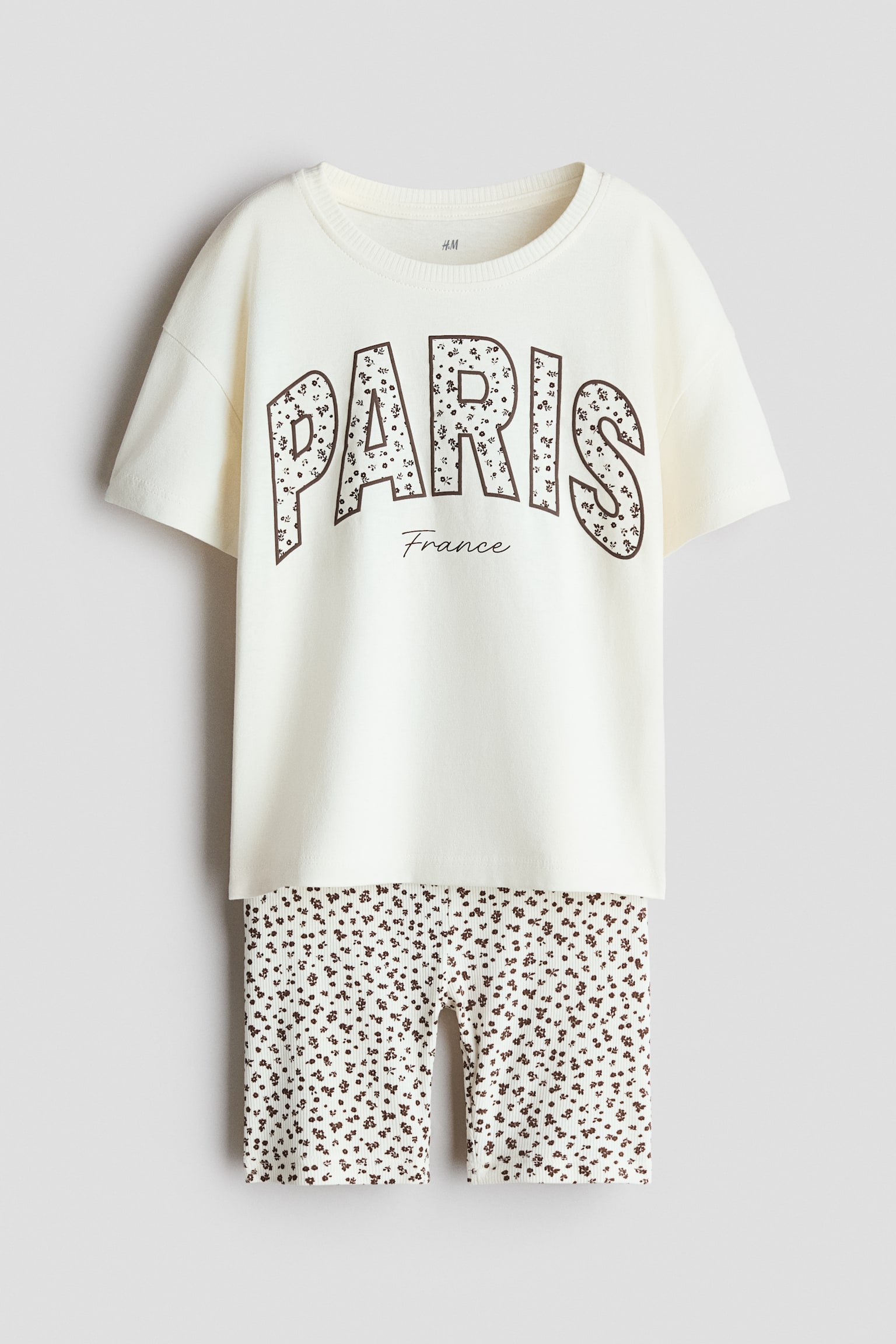 2-piece cotton jersey set - Cream/Paris/Dark dusty purple/New York