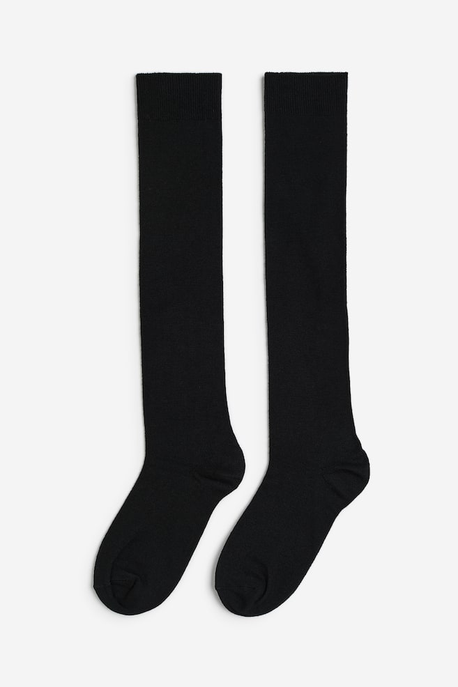 2-pack knee socks - Black/Beige/Dark brown - 6