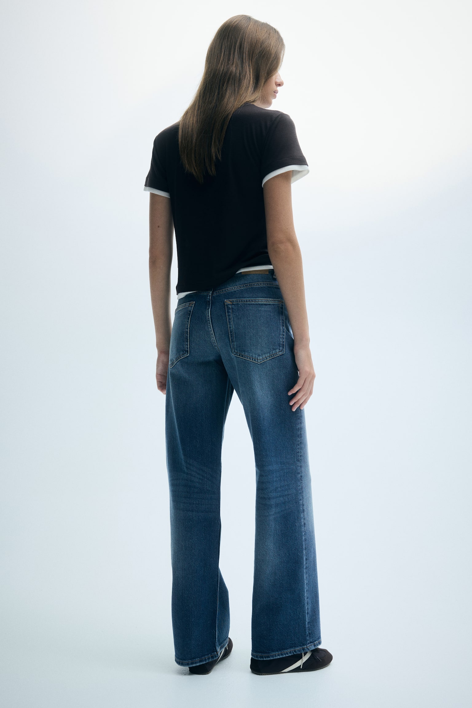 Женские джинсы H&M Straight High-Waist, цвет: Тёмный джинсовый синий — фото 4