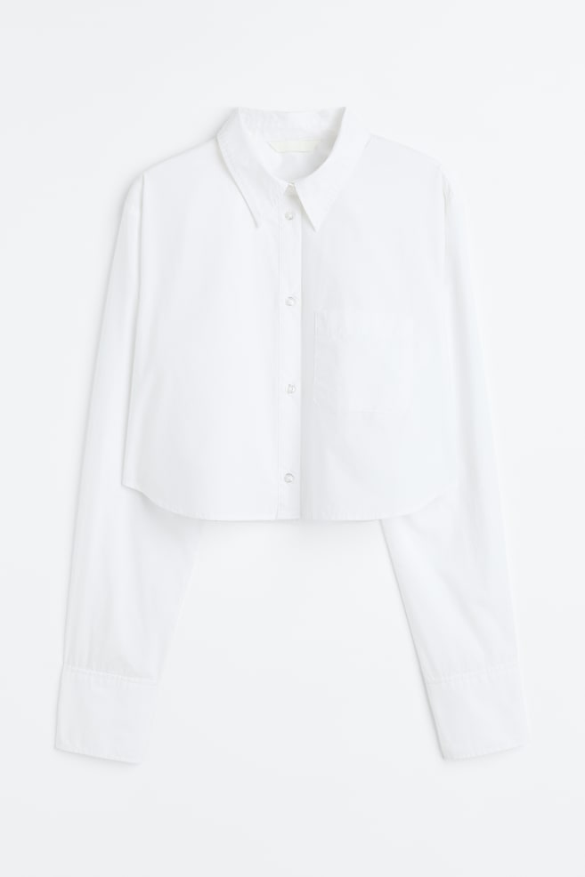 Cropped cotton shirt - White - 1