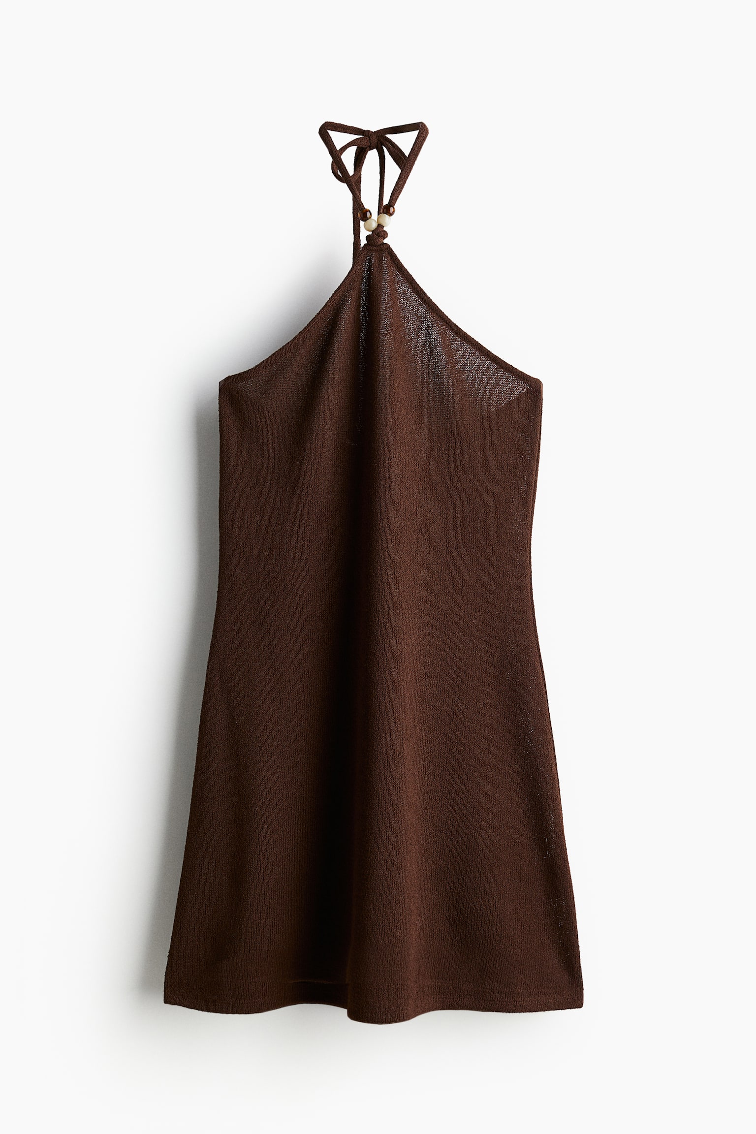 Bead Detail Halterneck Dress - Dark brown/Black/Cream - 2