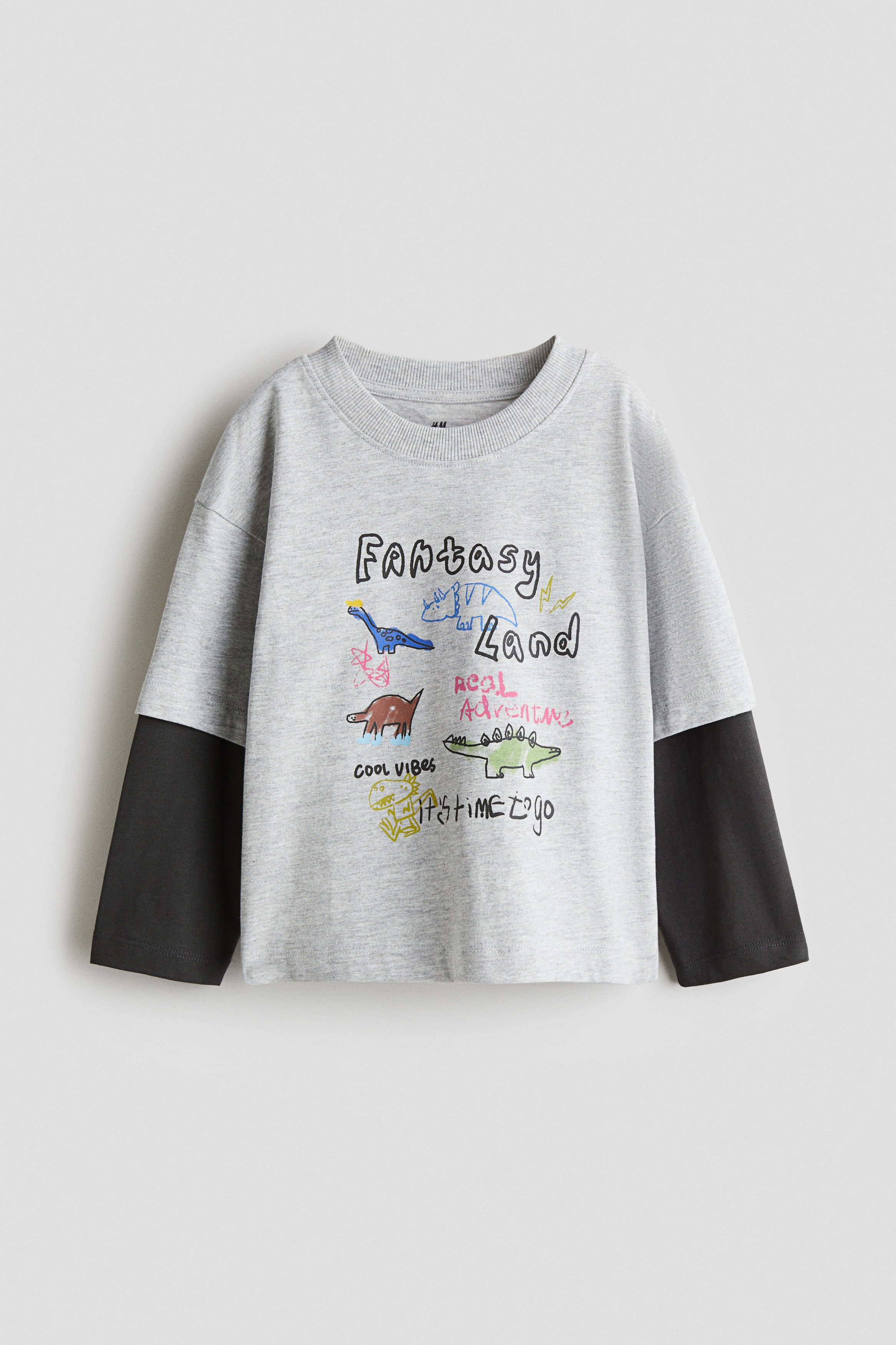 Jersey Shirt - Gray melange/dinosaurs/Dark gray/dog