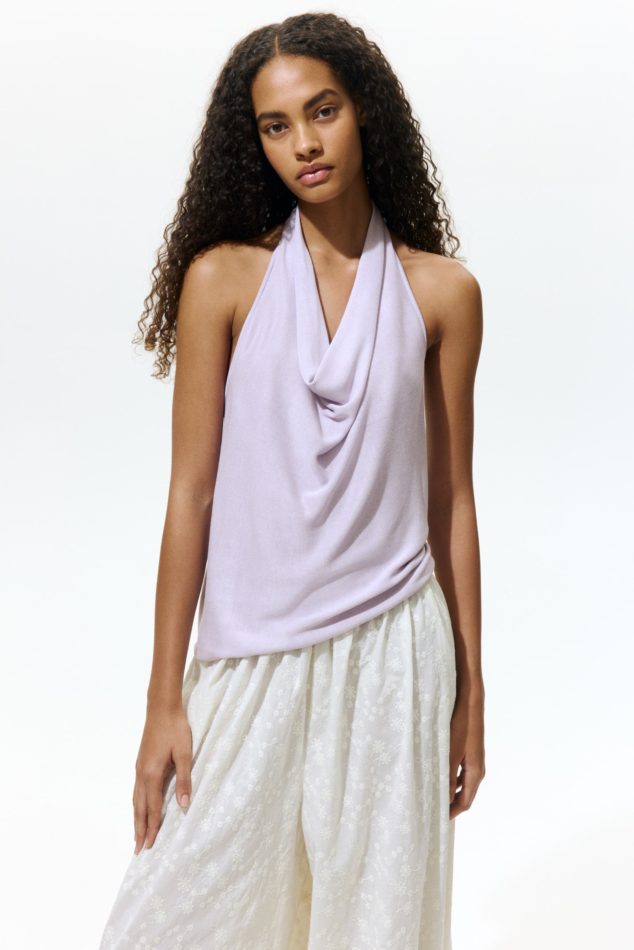 Fine-knit Halterneck Top
