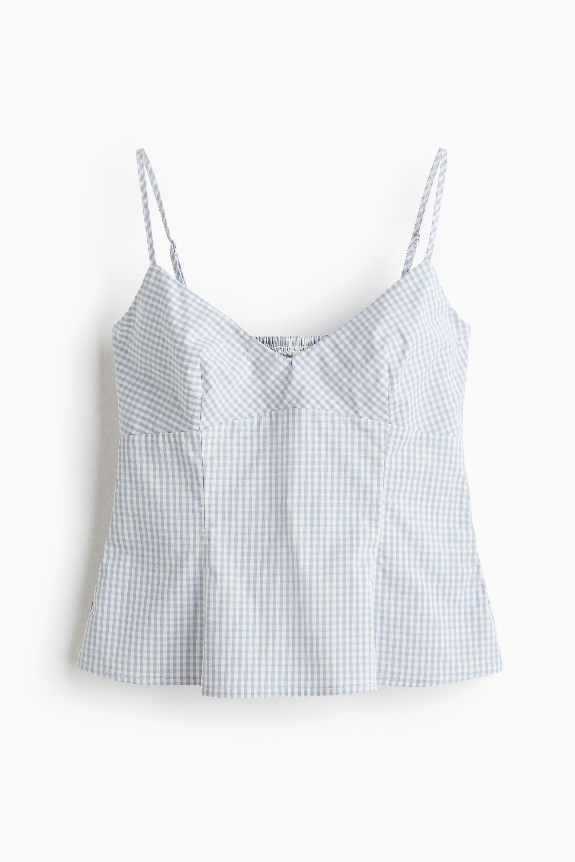 Peplum strappy top - Light dusty blue/gingham/Light yellow/Dark brown/polka dot