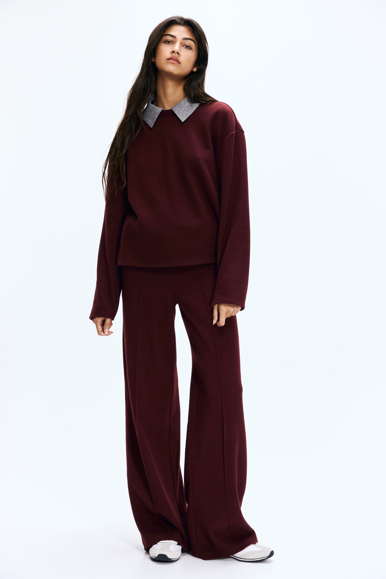 Женский свитшот H&M Oversized Sweatshirt, цвет: Бордовый — фото 3