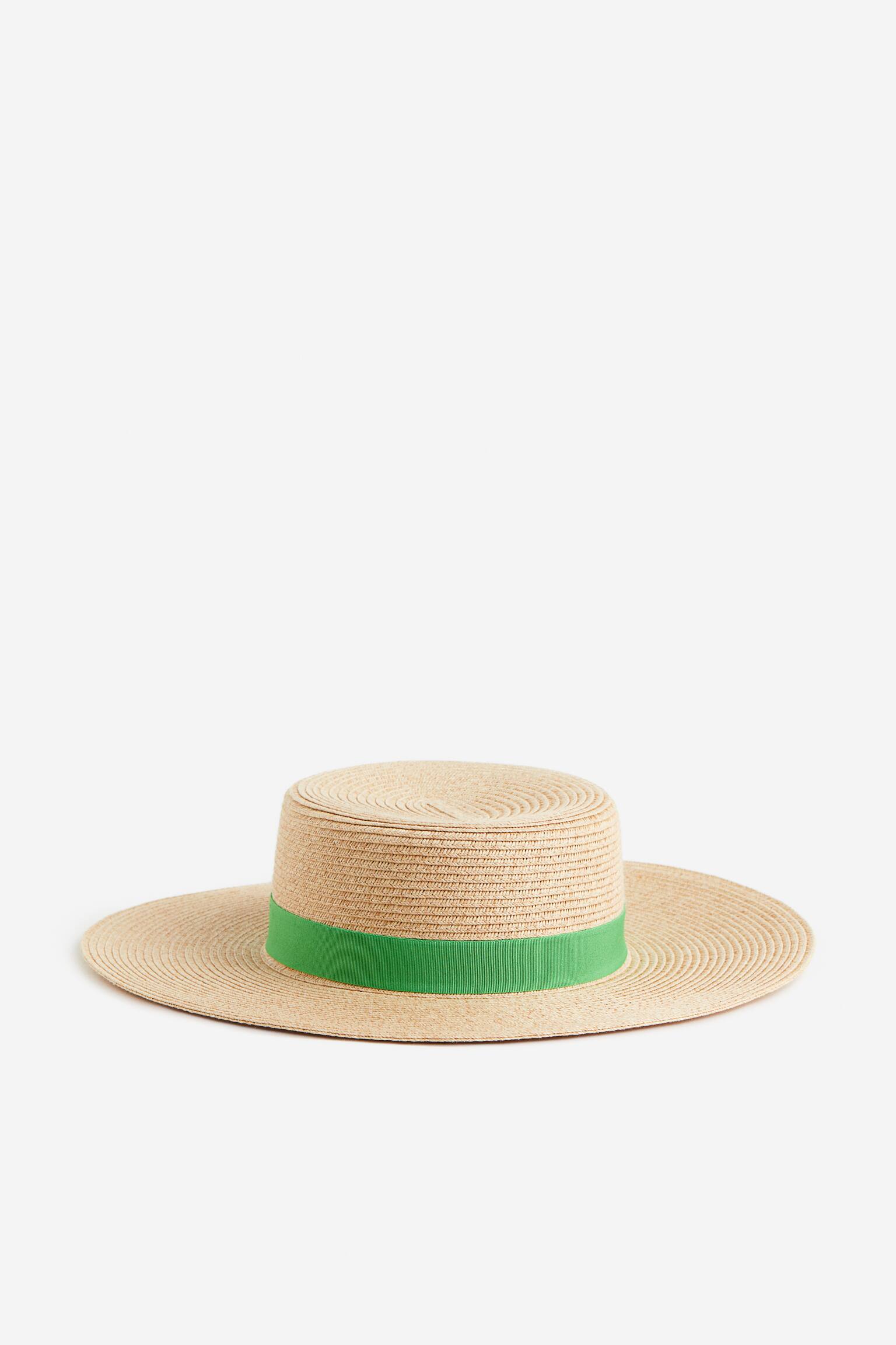 Straw Hat - Beige/Green - 1