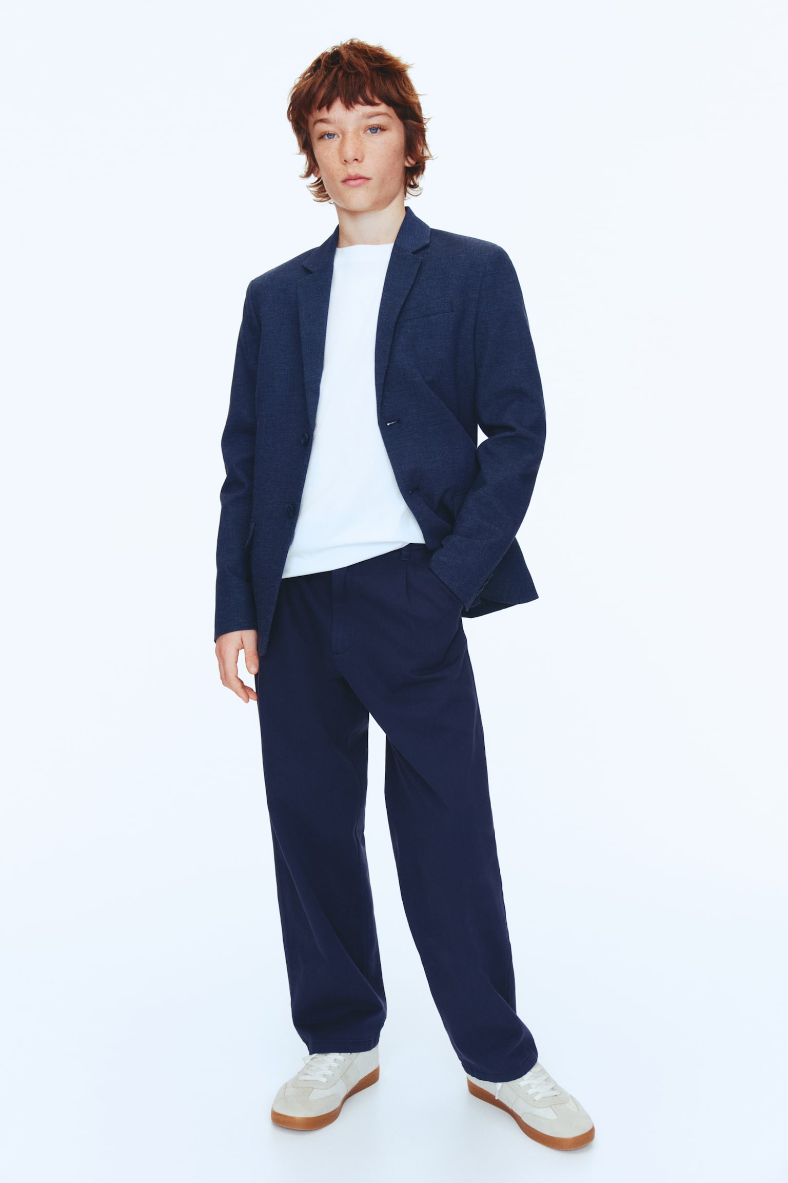 Linen-blend jacket - Navy blue/Light beige/Light dusty blue - 3