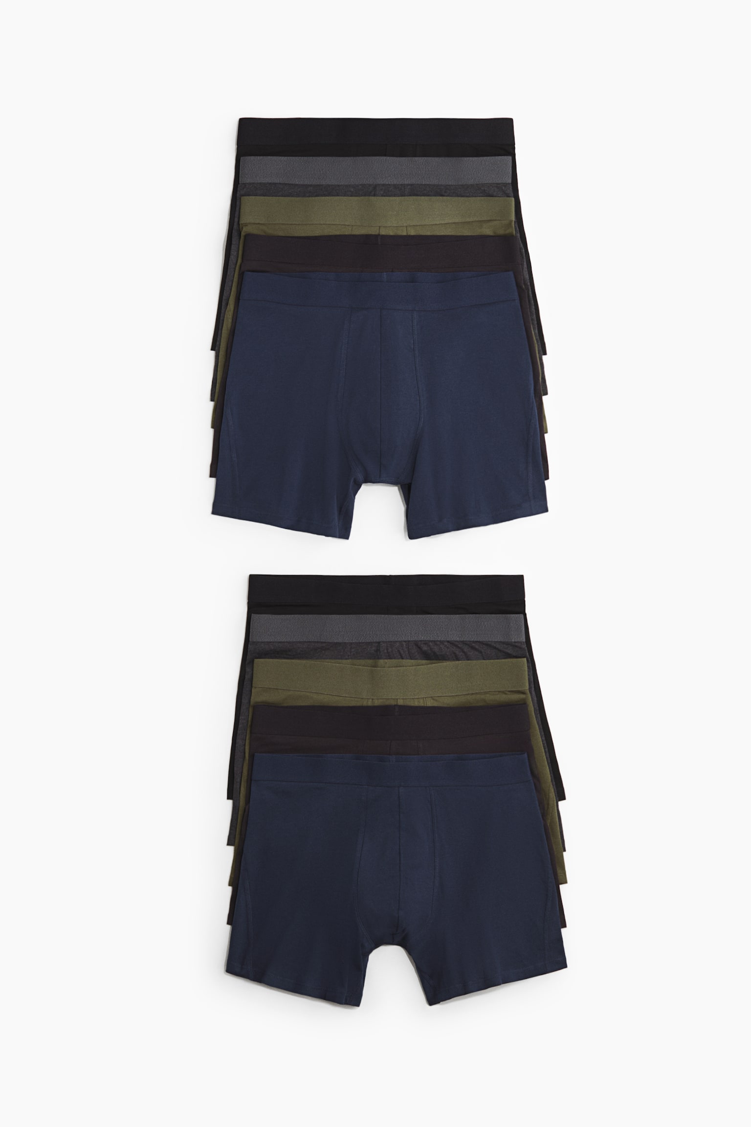 10-pack Bóxers mid trunk con Lycra® - Verde caqui oscuro/Café oscuro/Negro/Gris jaspeado/Negro/Azul tenue - 1