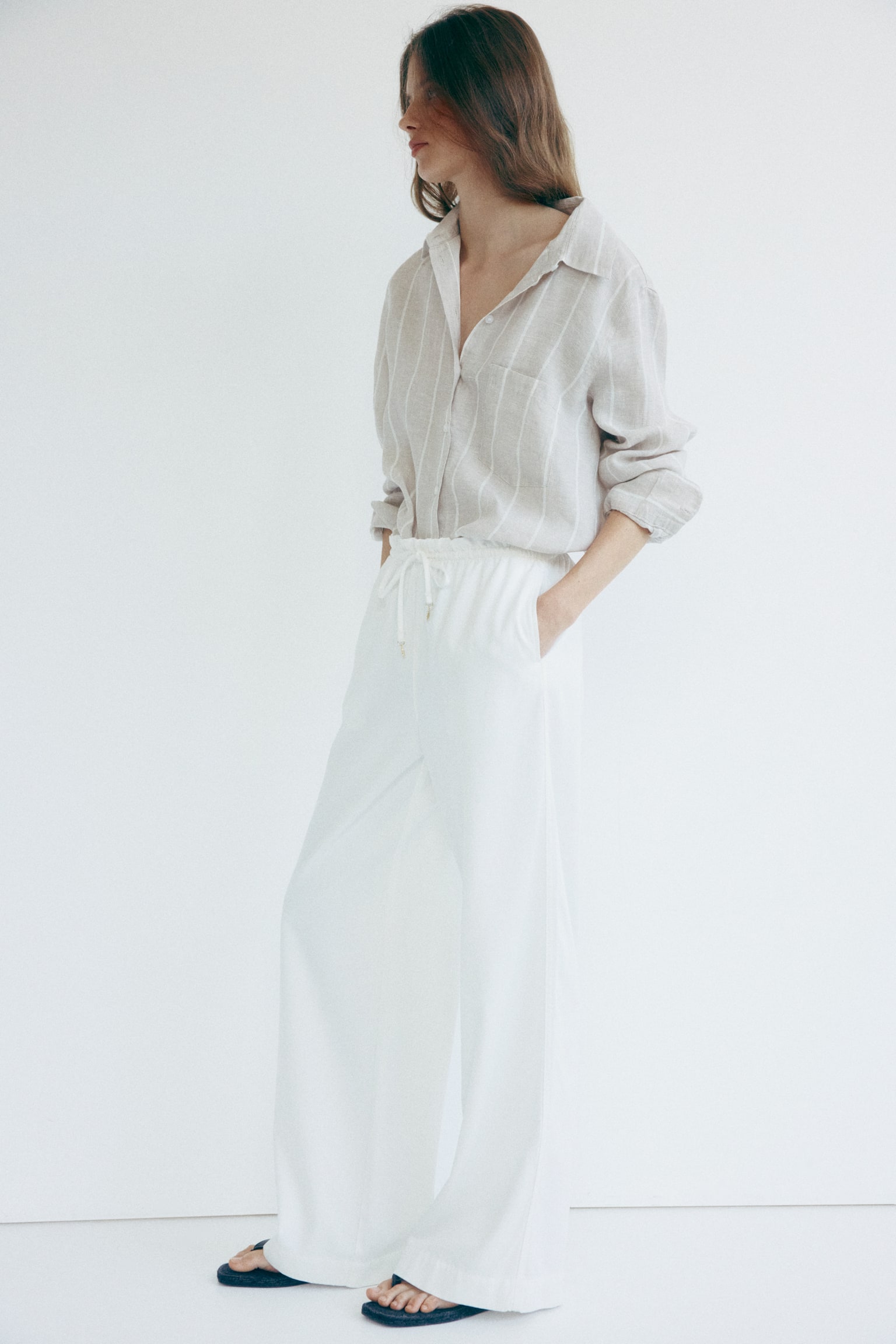 Tie-belt paper bag trousers - 6