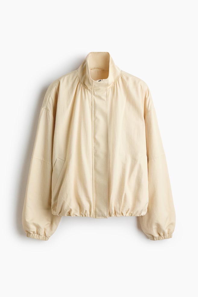 Veste à manches ballon avec col entonnoir - Jaune clair - 1