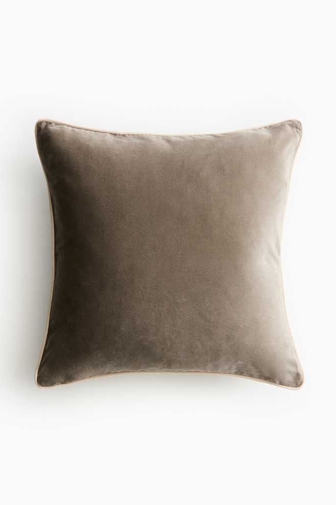 Fluwelen kussenhoes met biesje - Lichtgroen/taupe/Oudroze/dusty lichtroze - 5