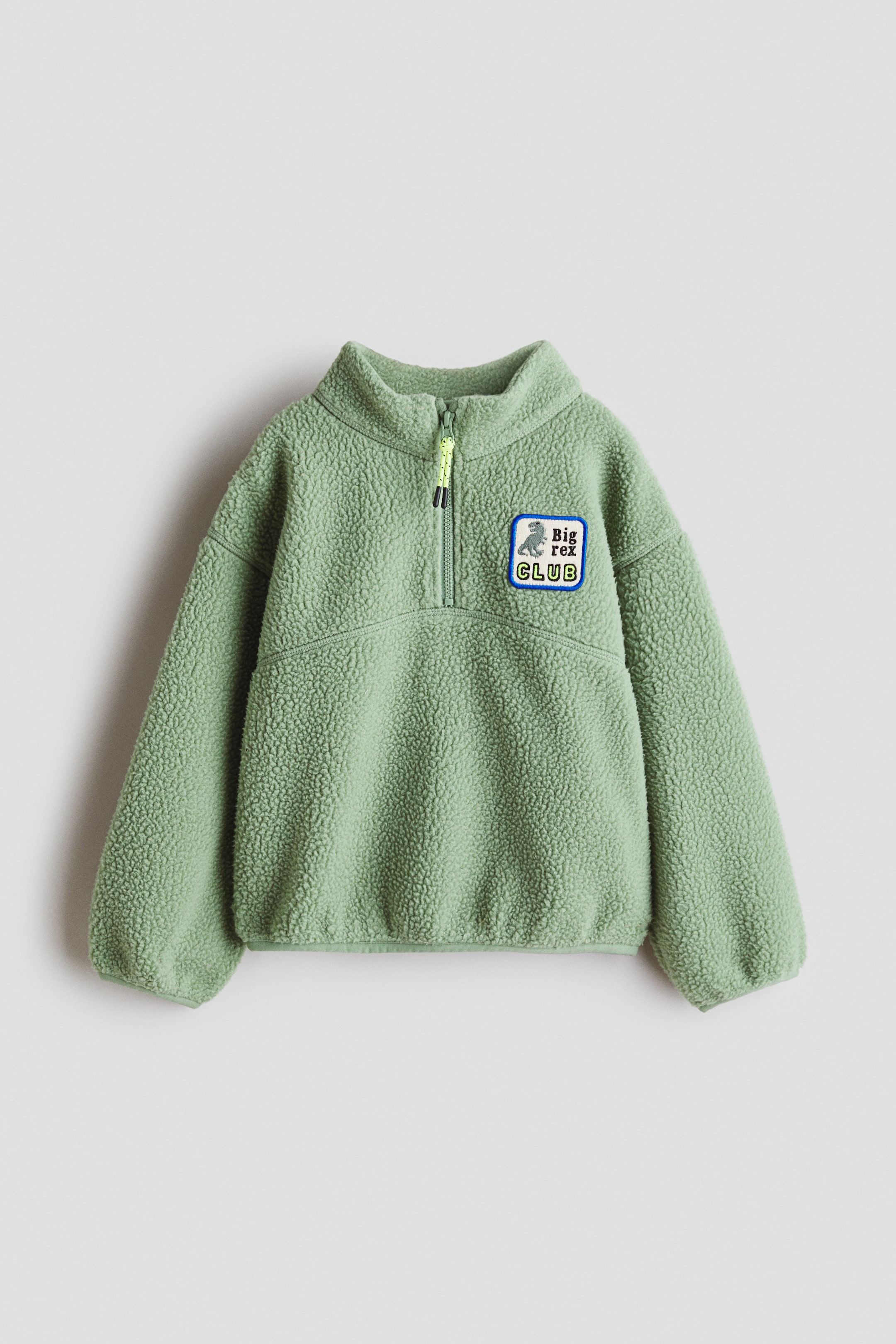 View larger image: Zip-top teddy sweatshirt - Green/Dinosaur - Kids | H&M GB 4