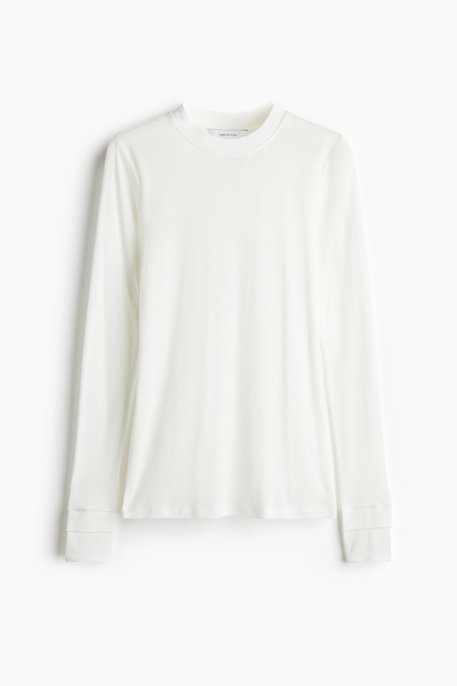 Женский топ H&M Long-Sleeved Cotton, цвет: Слоновая кость — фото 1