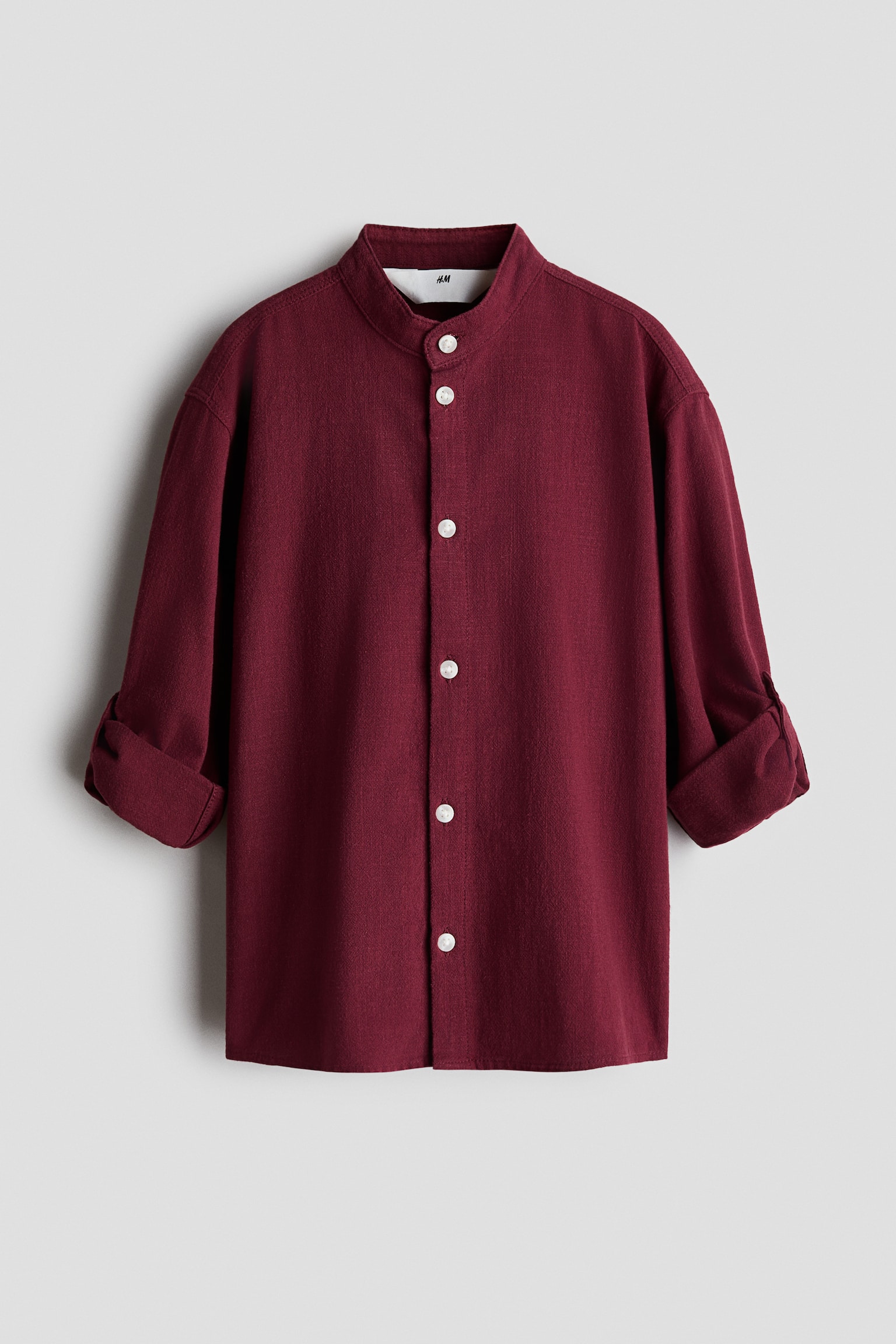 Grandad shirt - Dark red/Light dusty turquoise/Brown/Natural beige