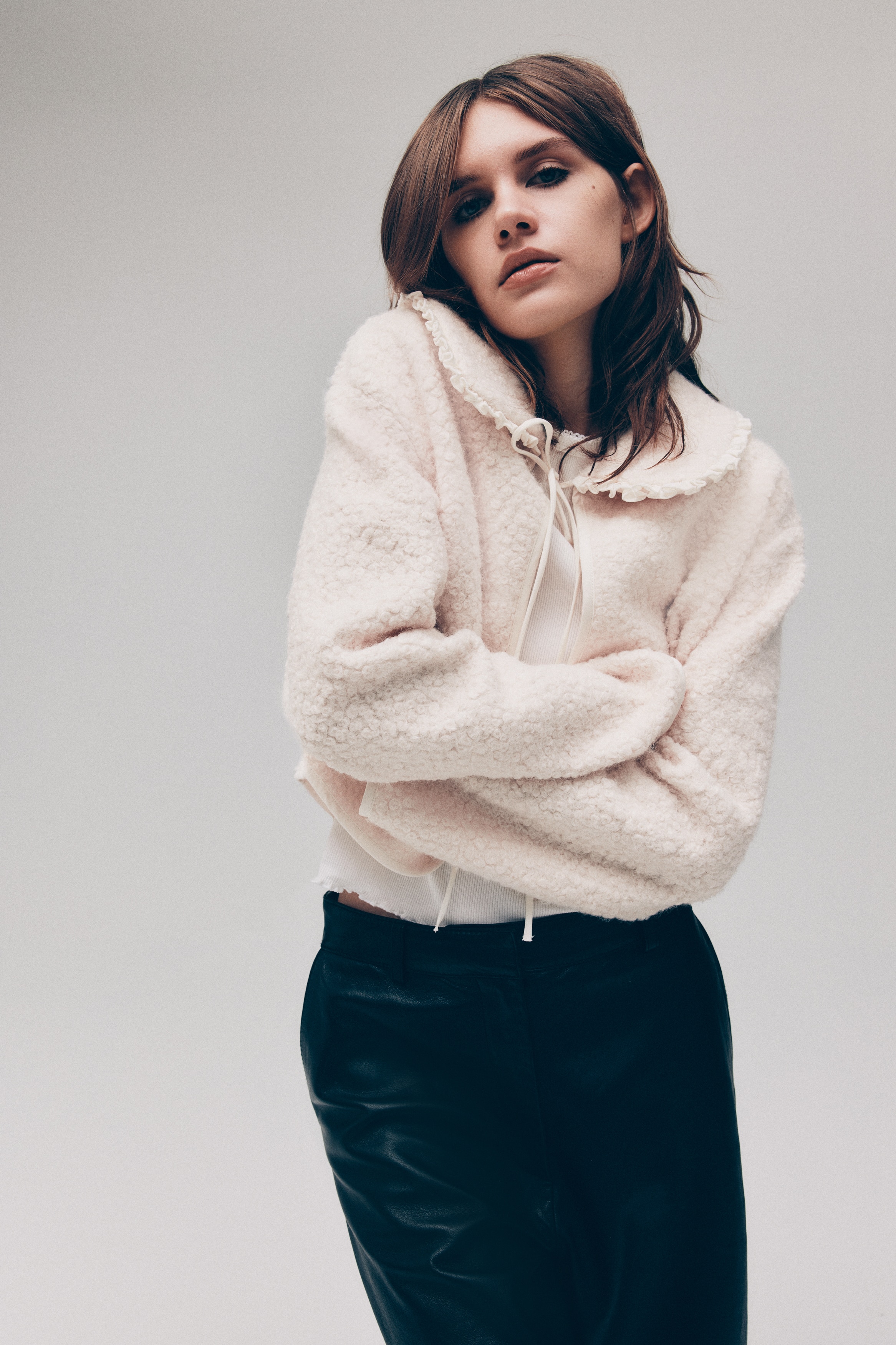 Collared bouclé cardigan