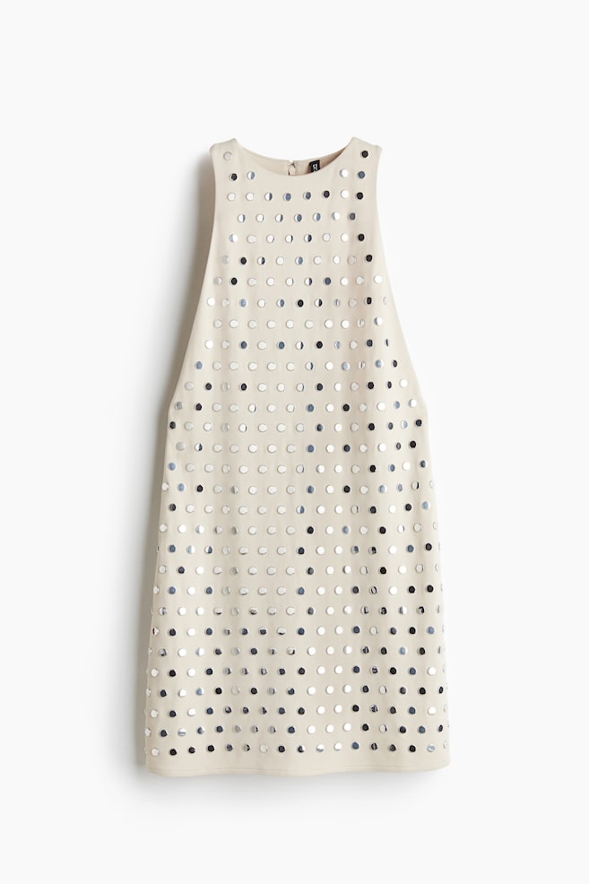Robe sans manches ornementée - Beige clair/Noir/argenté - 1