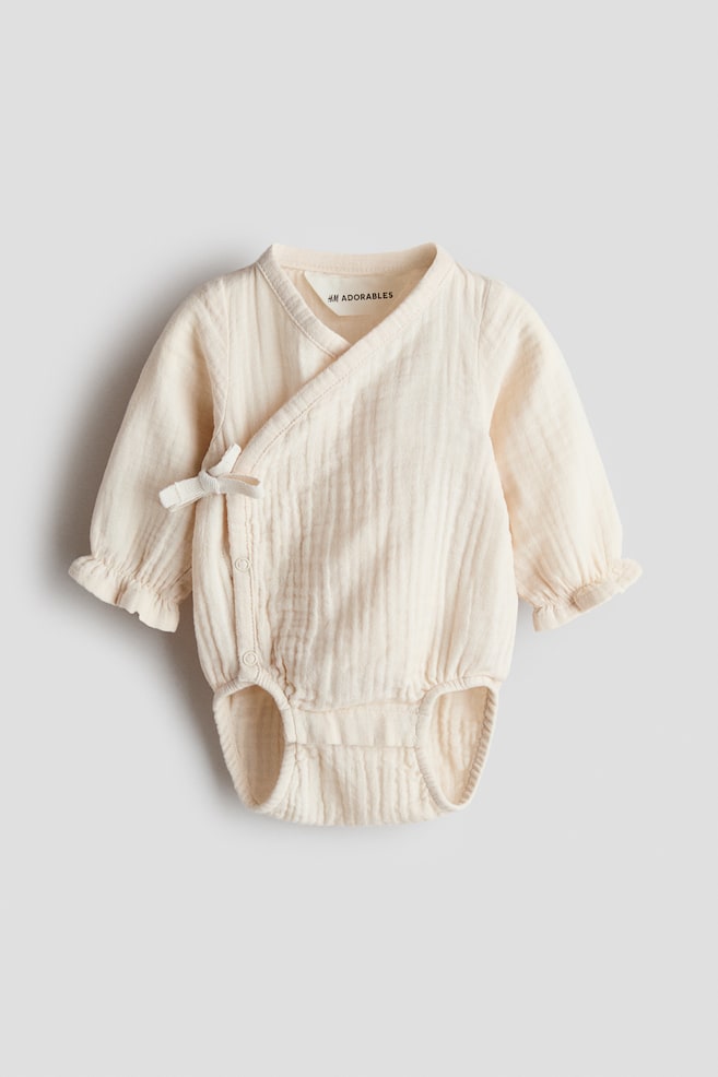 Cotton Muslin Romper Suit - Light beige/Light purple/floral/Beige - 1